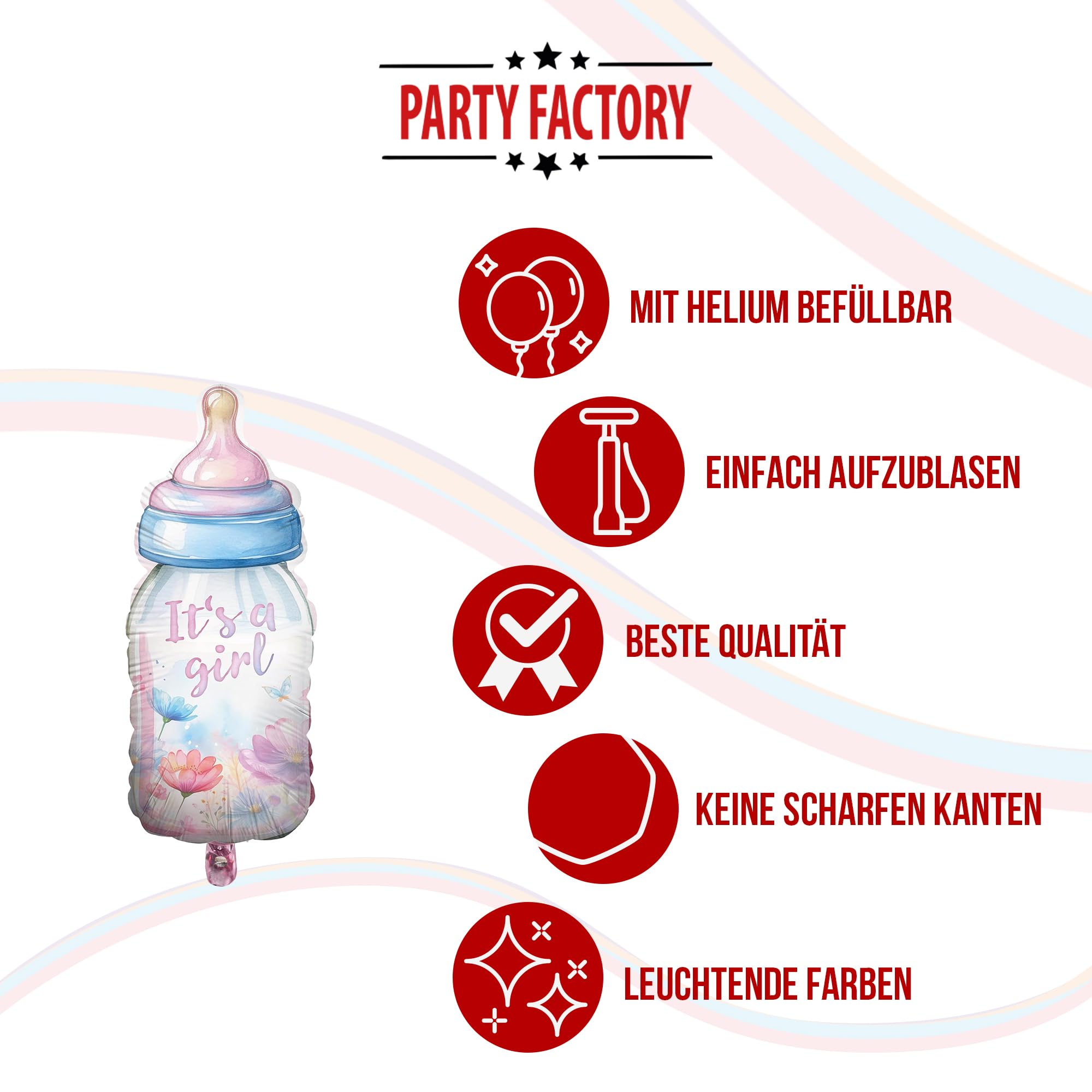 Folienballon Gender Reveal its a Girl Babyflasche 32 x 78 cm 5