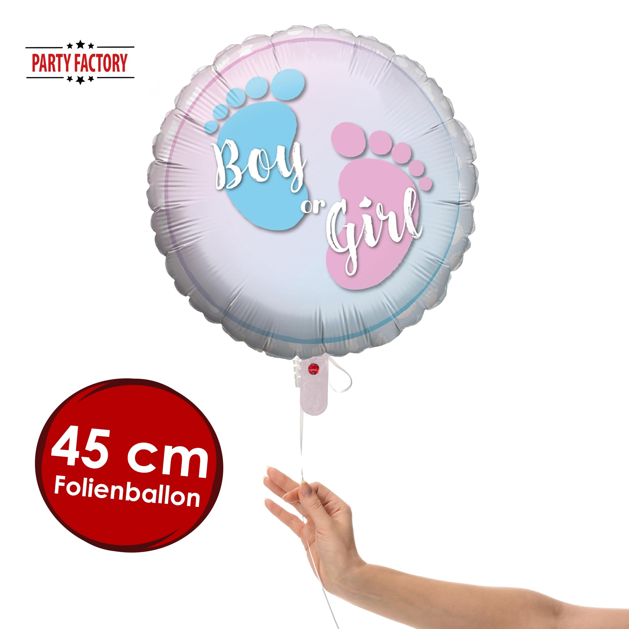 Folienballon Gender Reveal Boy or Girl rund 45cm 2