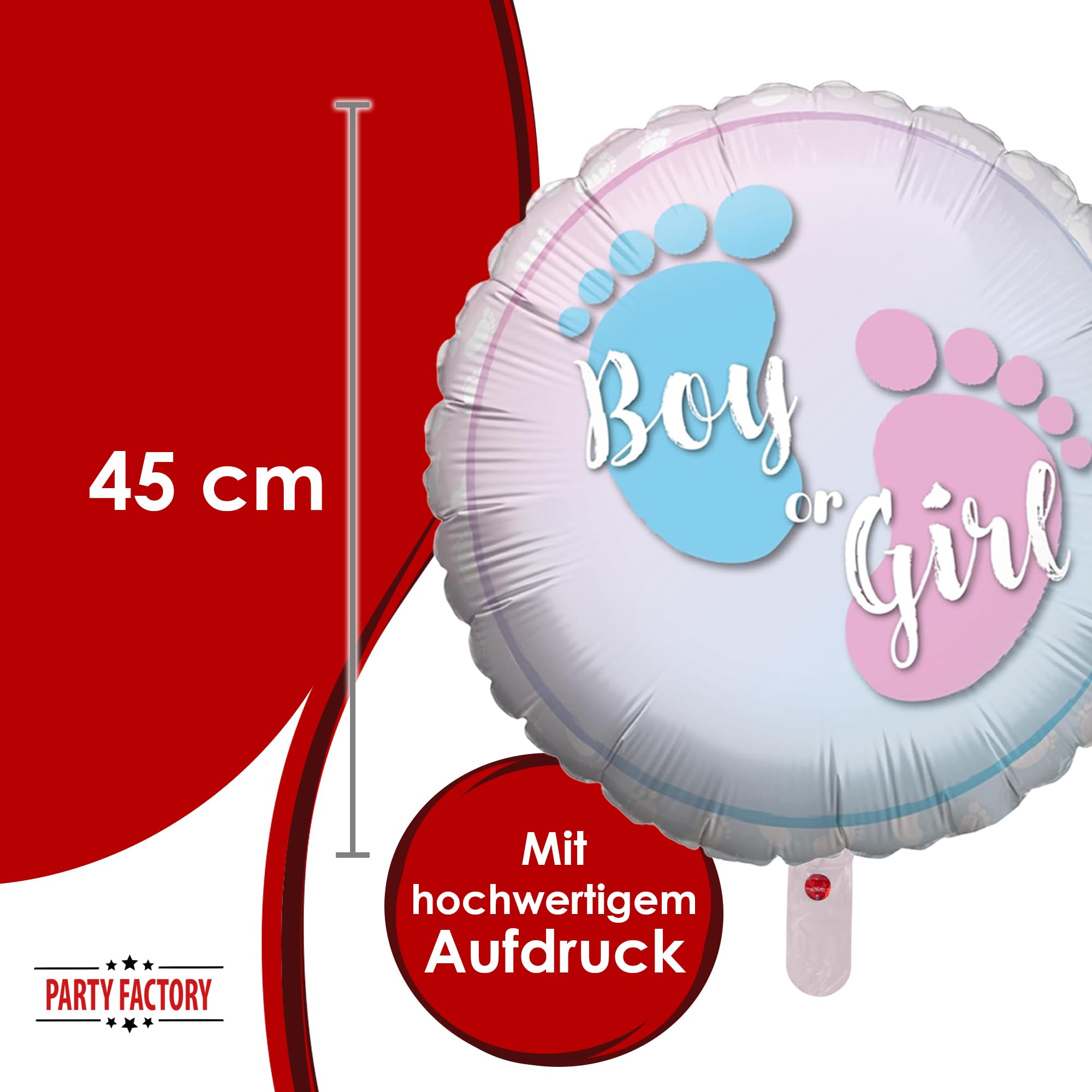 Folienballon Gender Reveal Boy or Girl rund 45cm 4