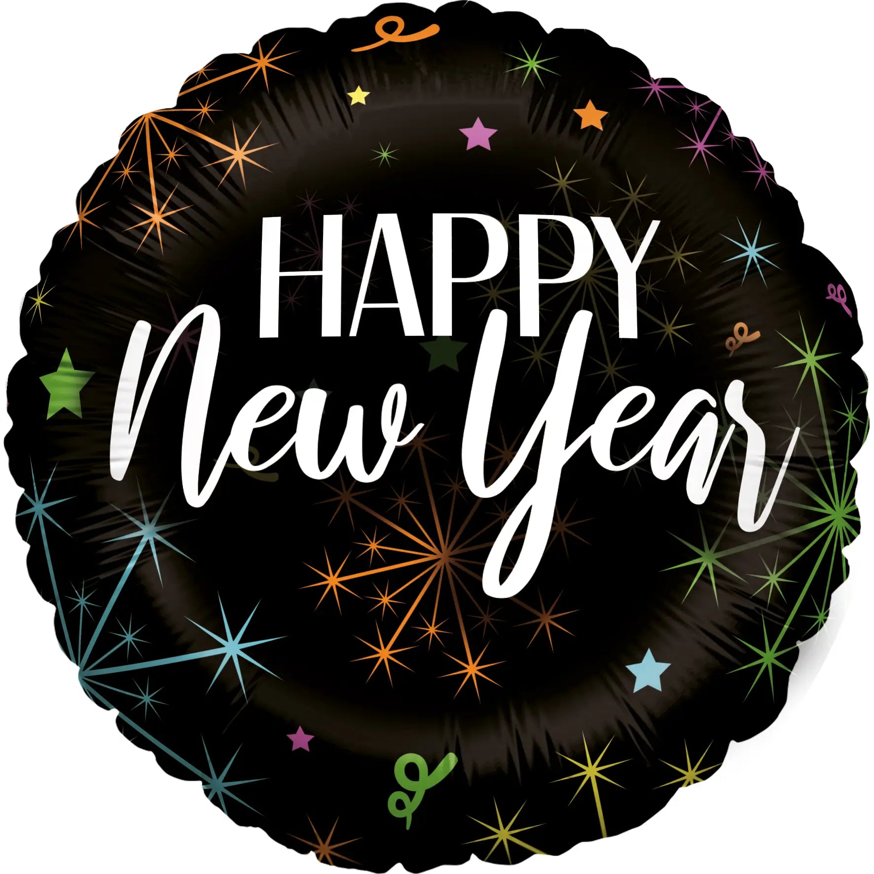 Foil balloon Happy New Year, colorful, round, 45cm