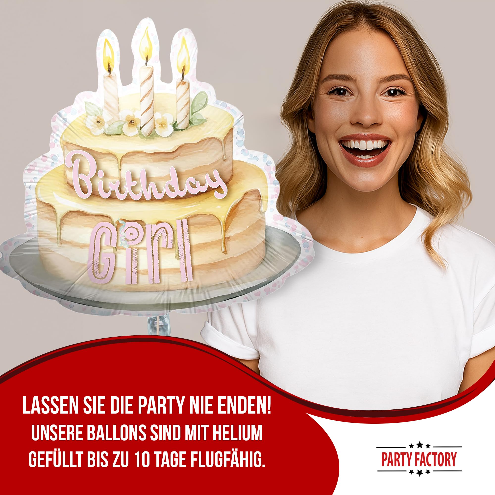 Folienballon Happy Birthday Torte Birthday Girl 70 x 65 cm 3