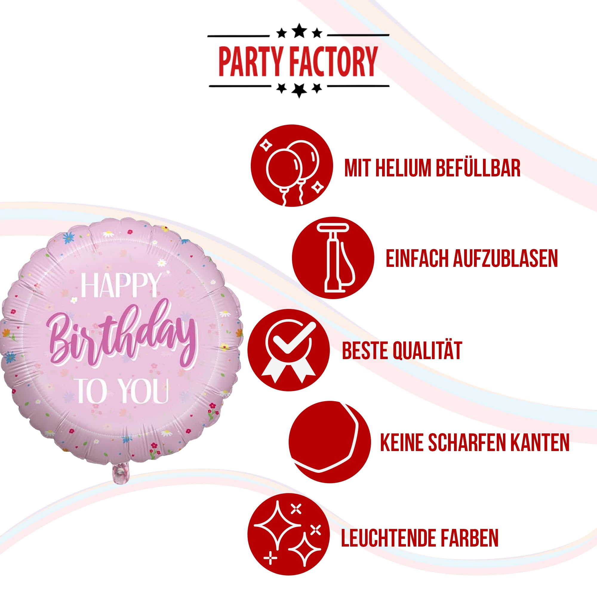 Foil balloon Happy Birthday pink 45cm motif1 5