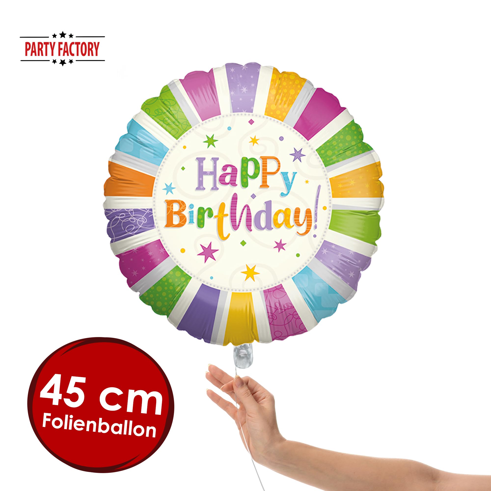 Folienballon Happy Birthday Bunt Rund 45cm 2