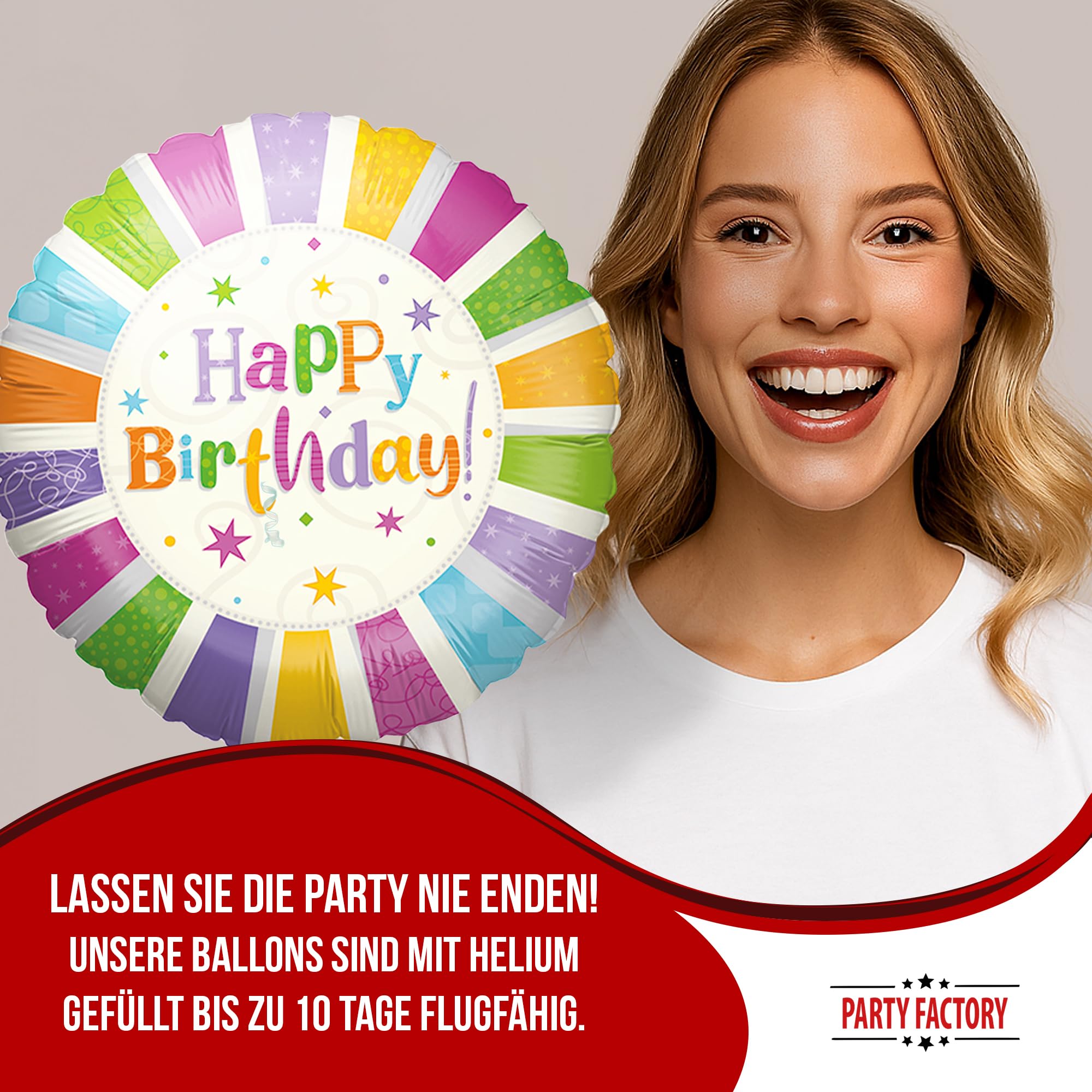 Folienballon Happy Birthday Bunt Rund 45cm 3