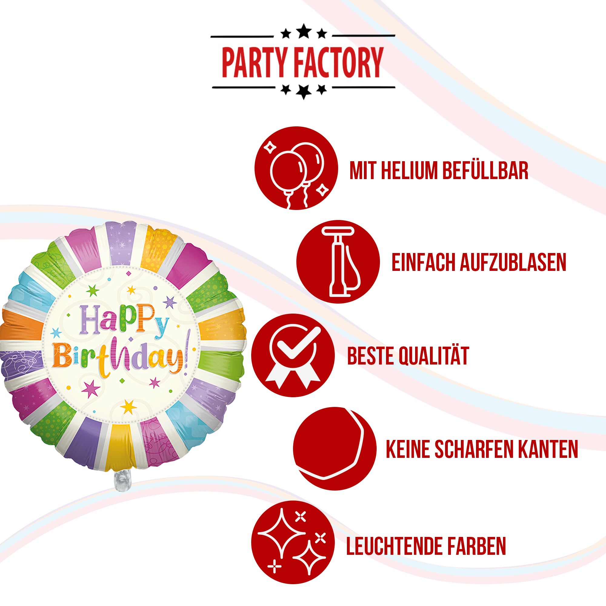 Folienballon Happy Birthday Bunt Rund 45cm 5