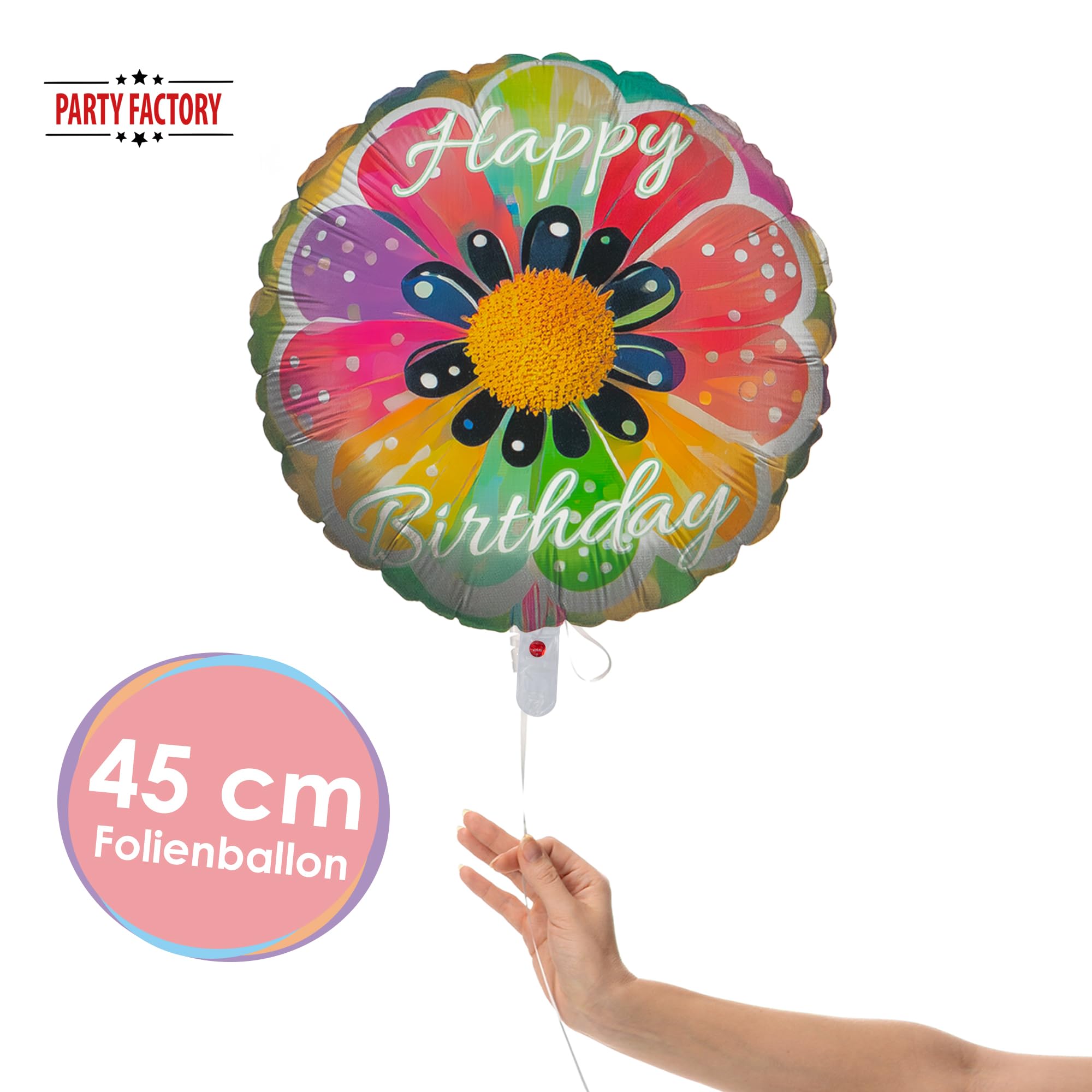 Folienballon Happy Birthday Blume Rund 45cm 2
