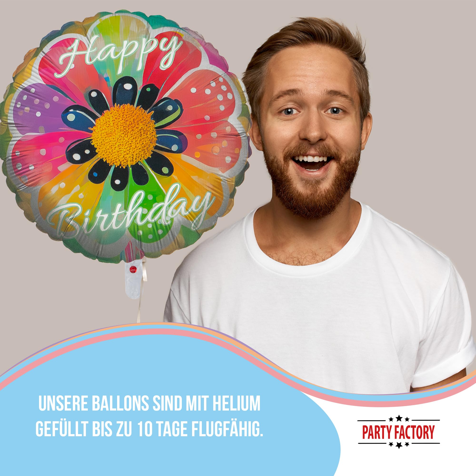 Folienballon Happy Birthday Blume Rund 45cm 3
