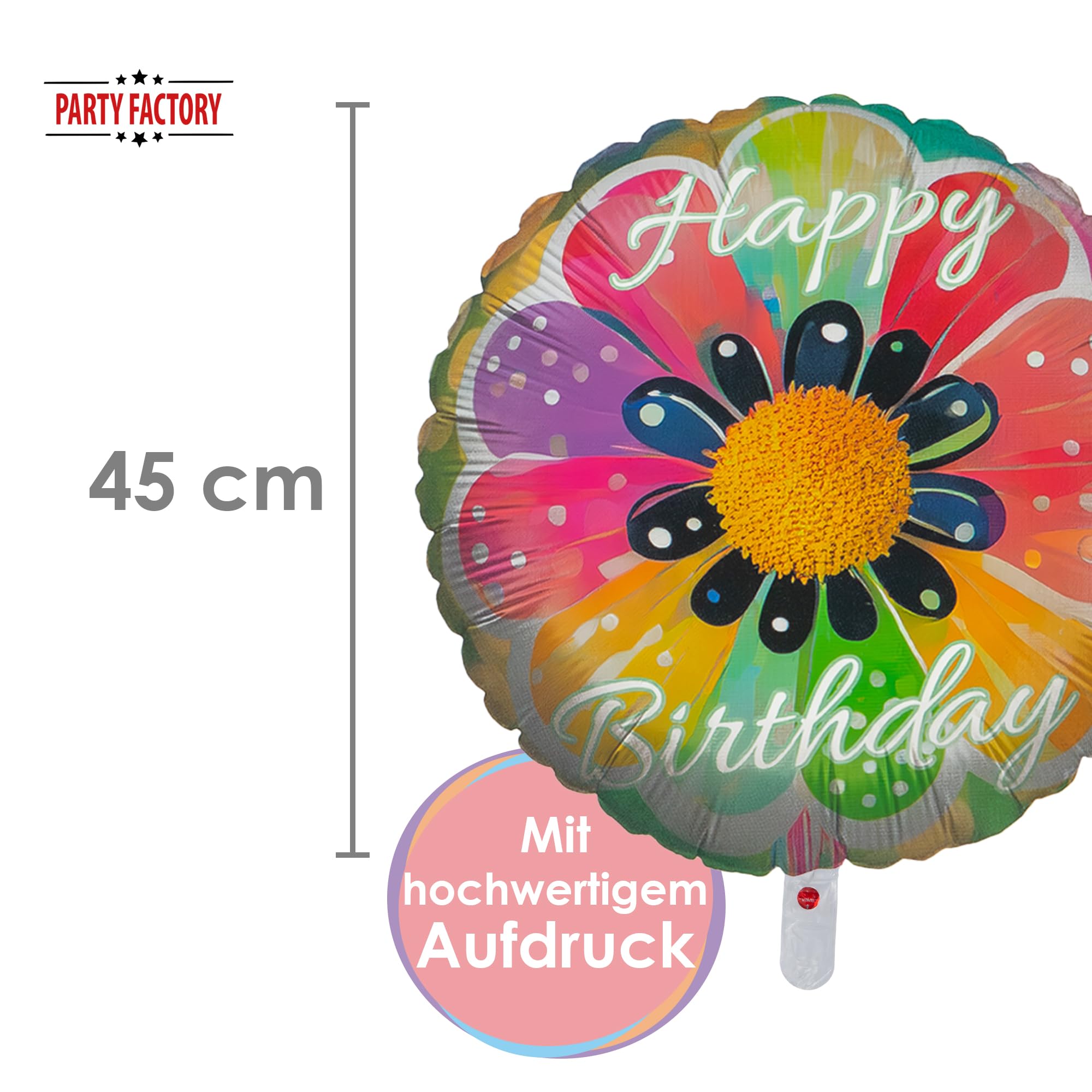 Folienballon Happy Birthday Blume Rund 45cm 4