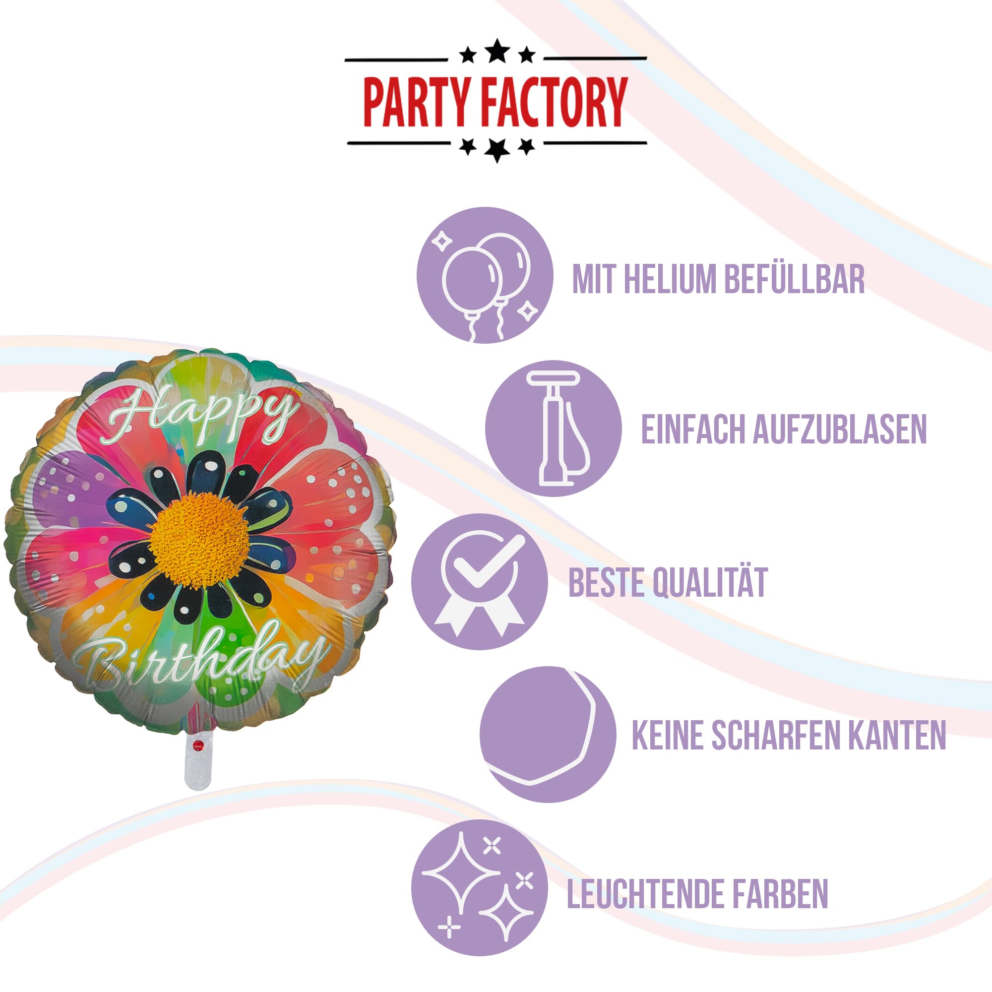 Folienballon Happy Birthday Blume Rund 45cm 5