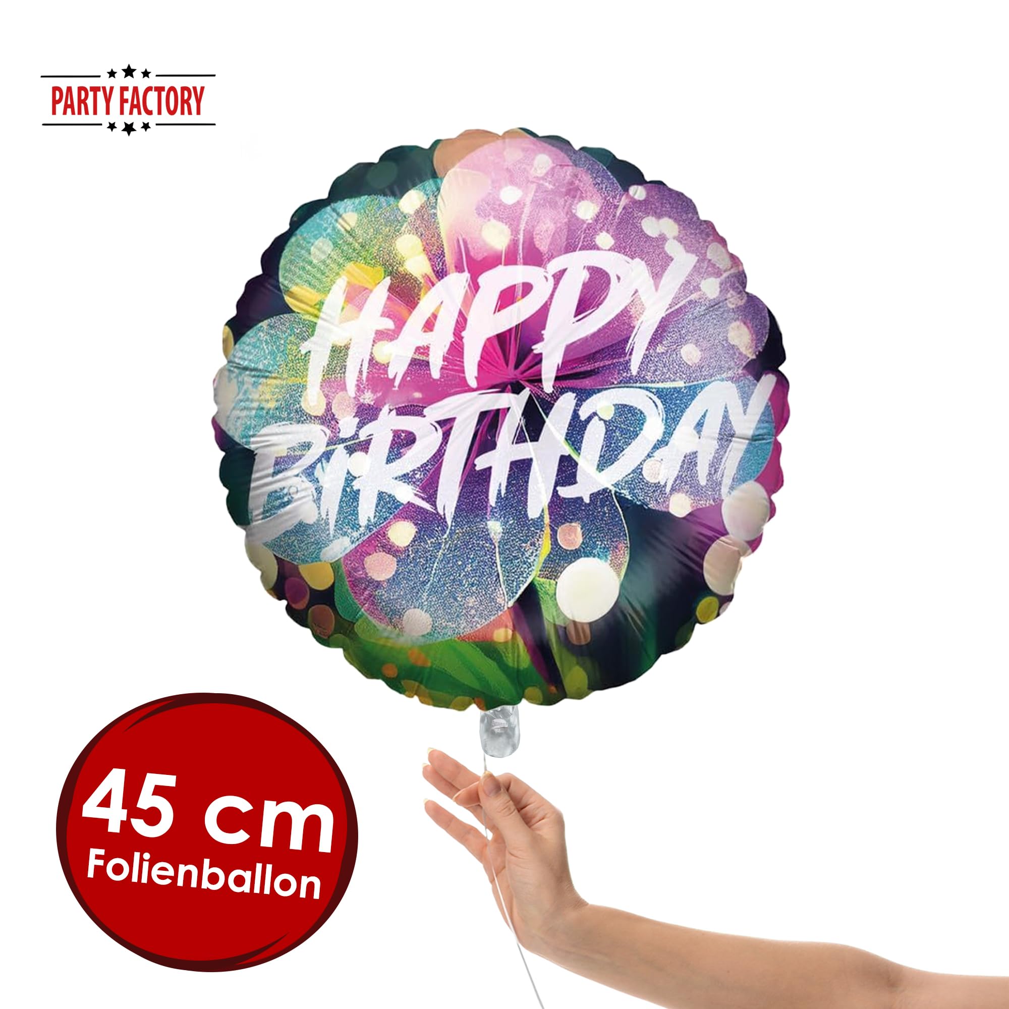 Foil Balloon Happy Birthday Flower 2 Round 45cm 2