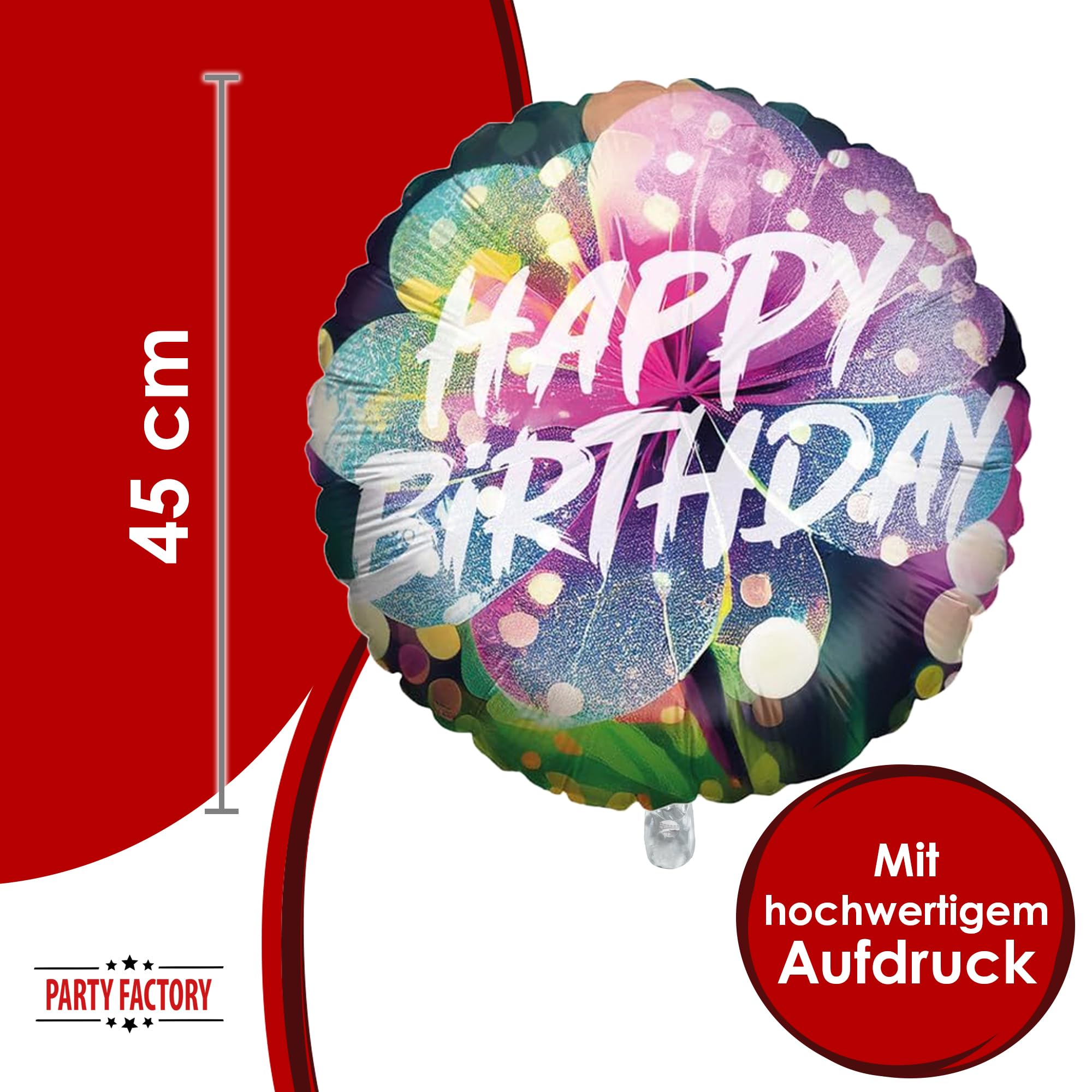 Foil Balloon Happy Birthday Flower 2 Round 45cm 4