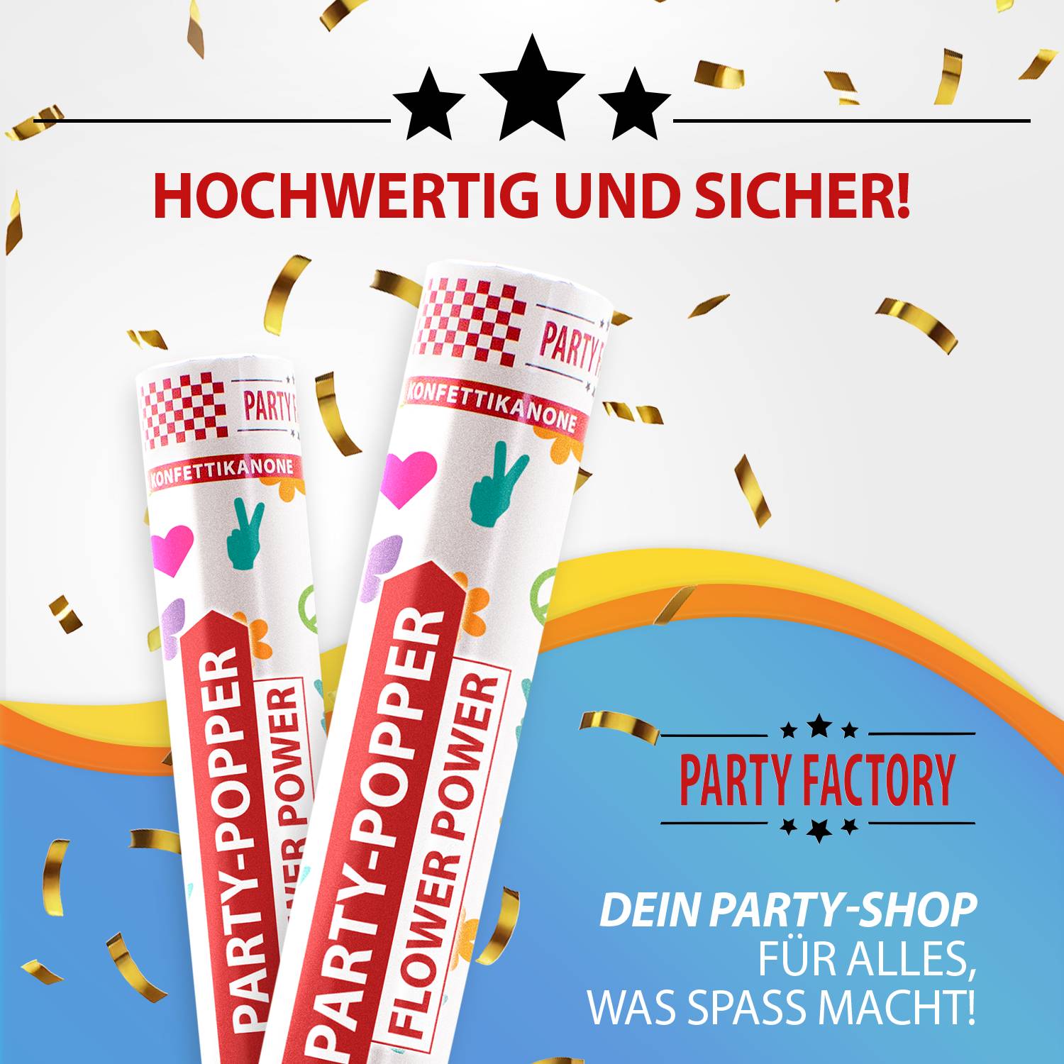 Party Popper 40 cm Flower Power – Colorful Confetti Shooter for Hippie Parties &amp; Celebrations 7
