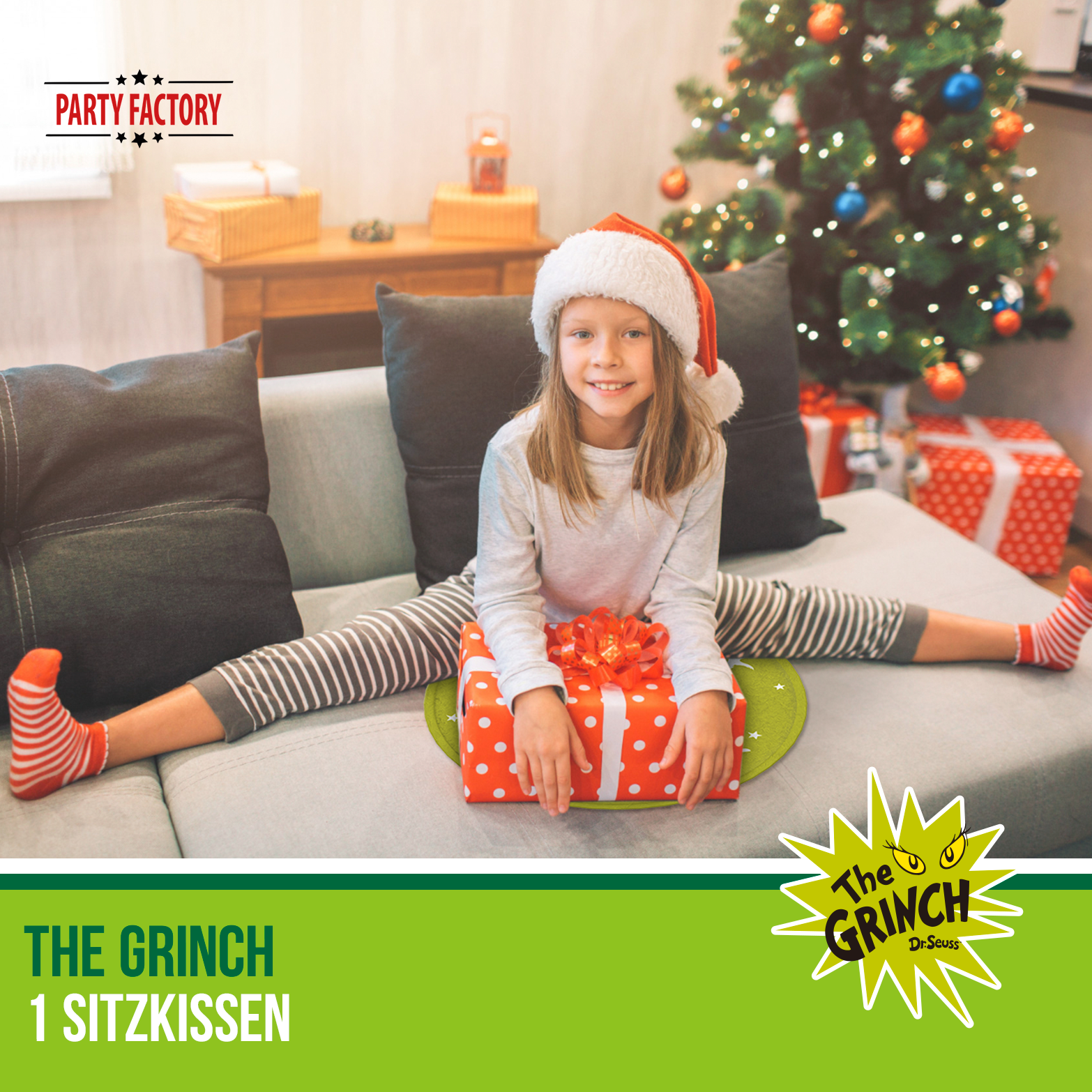 The Grinch Seat Cushion Green - Round Christmas Decoration with Grinch Motif 9