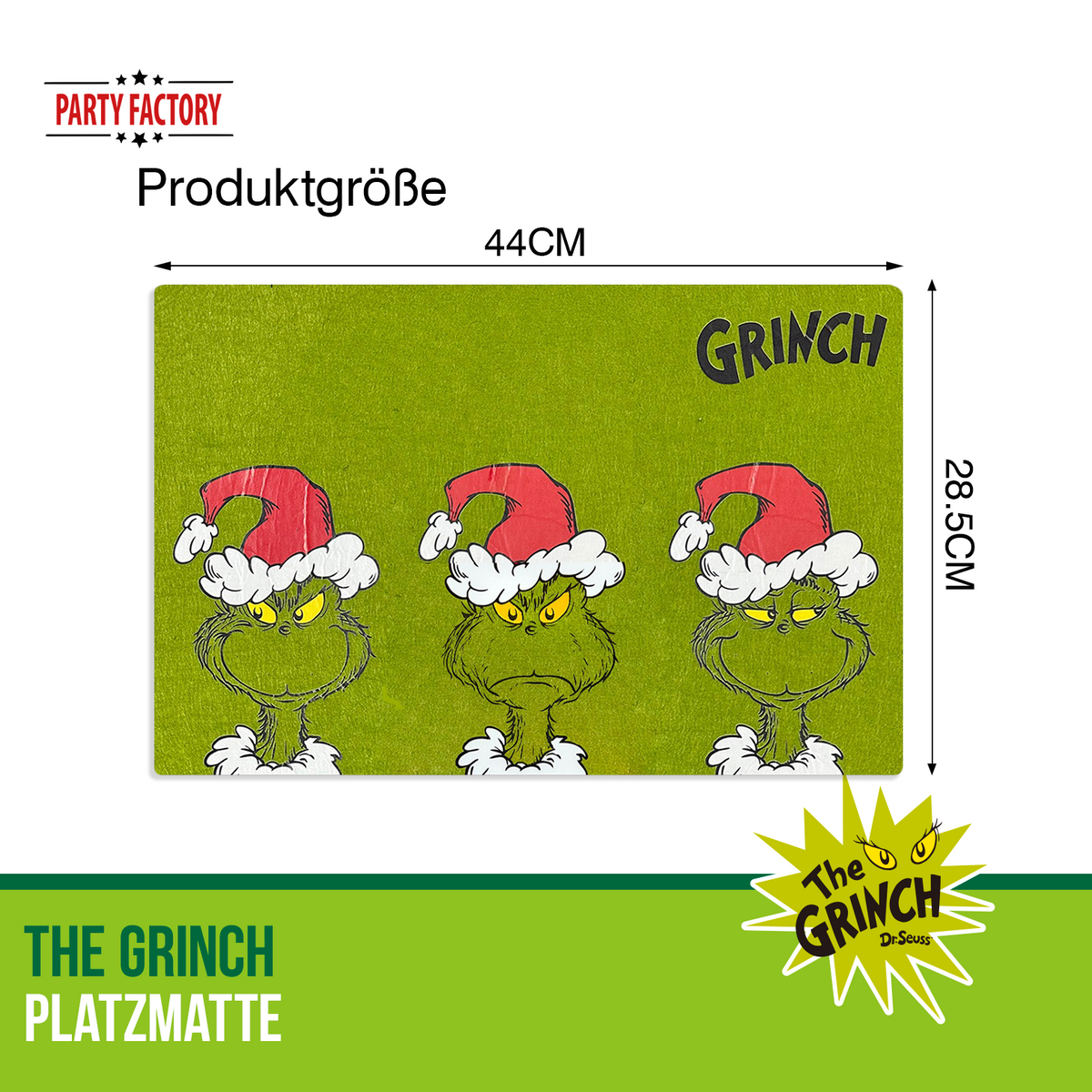 The Grinch Platzmatte Filz 45x30 cm grün – Weihnachtsdeko für Esstisch 10