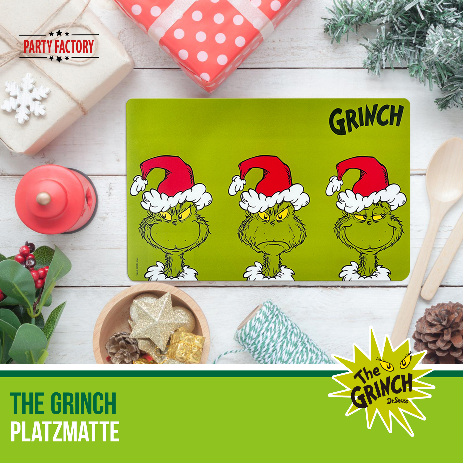 The Grinch Placemat Felt 45x30 cm Green - Christmas Decoration for Dining Table 12