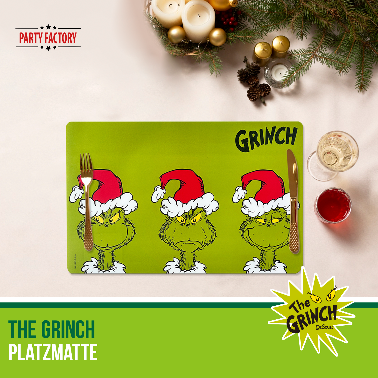 The Grinch Placemat Felt 45x30 cm Green - Christmas Decoration for Dining Table 13