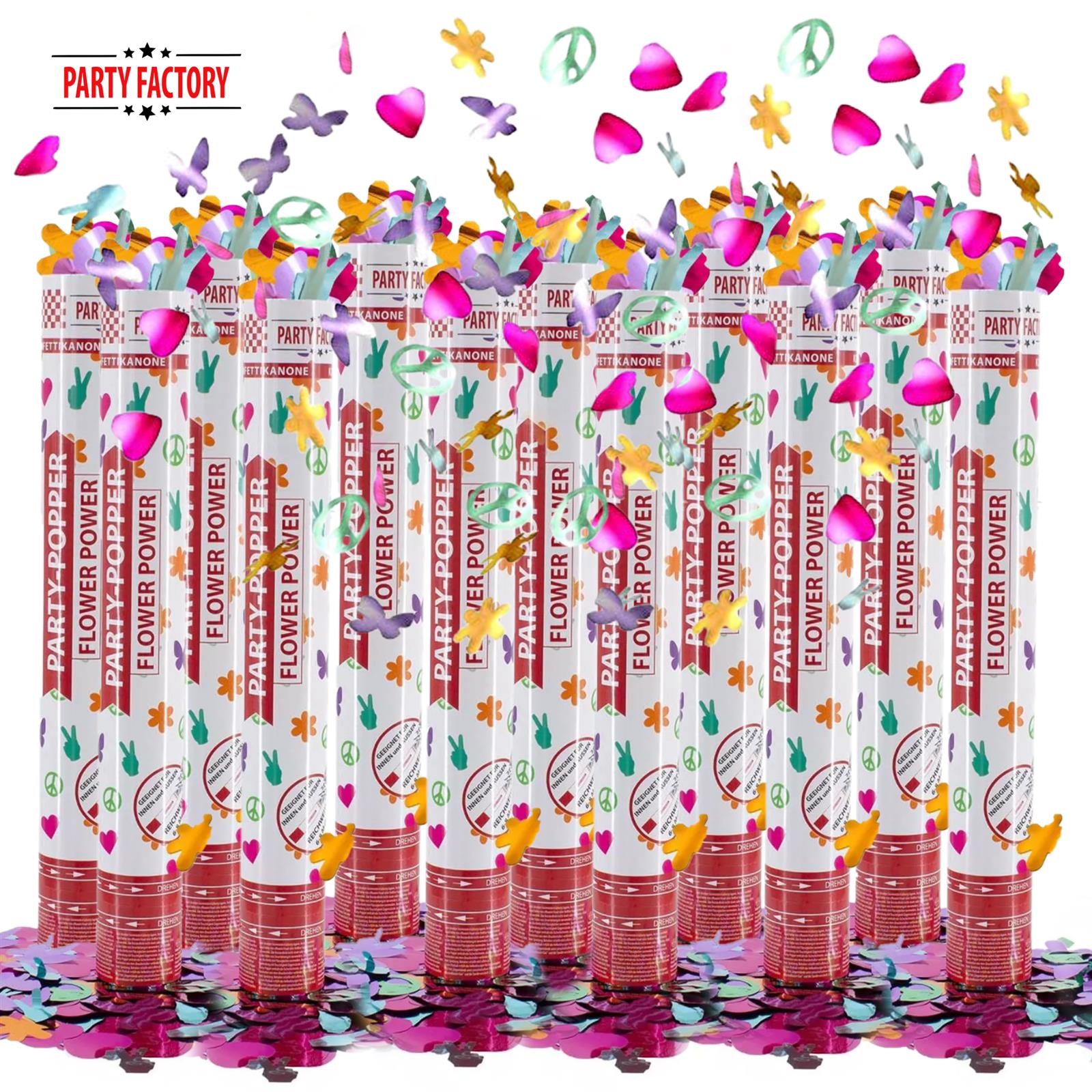 Party Popper 40 cm Flower Power – Colorful Confetti Shooter for Hippie Parties &amp; Celebrations 2
