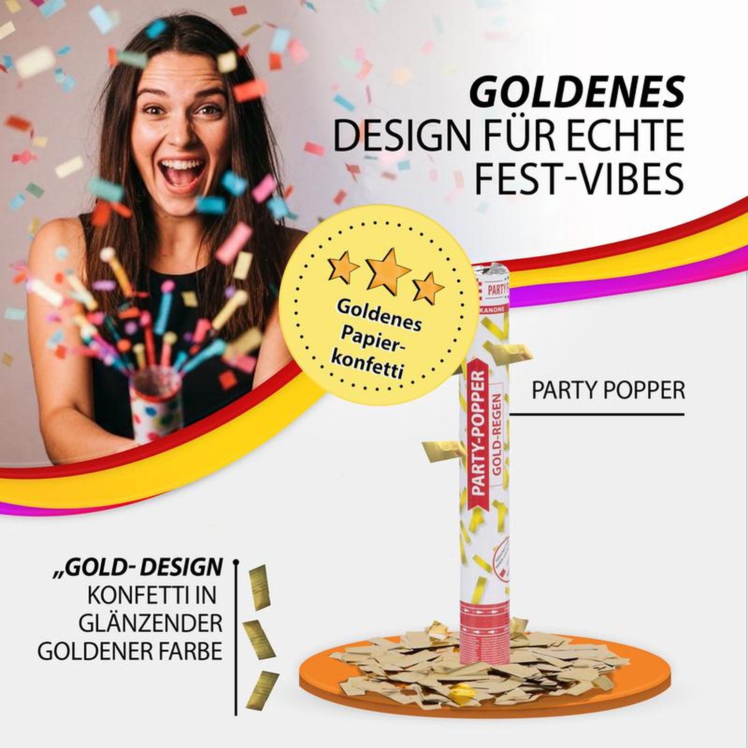 Party Poppers Gold Rain 10