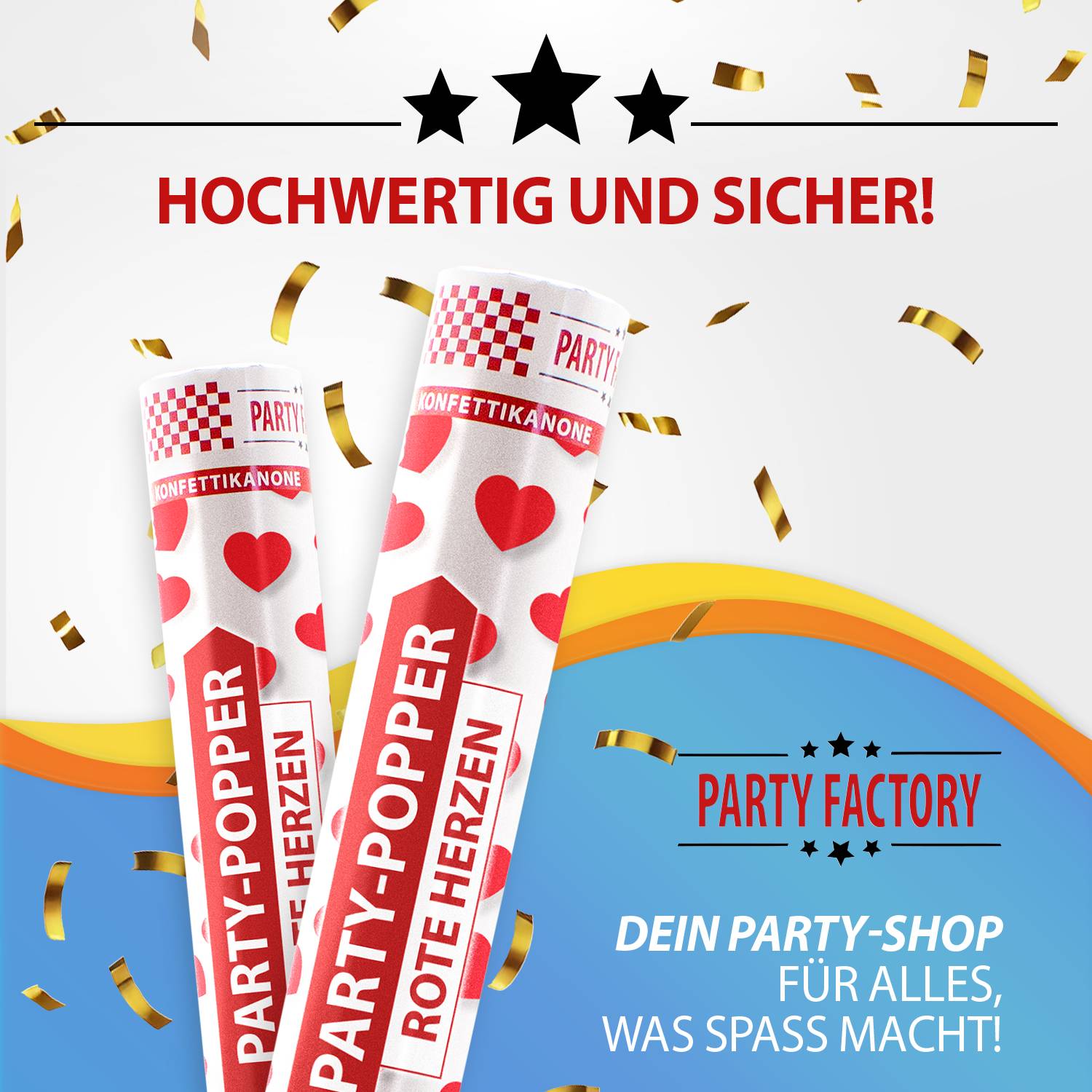 Party Popper 40cm Red Hearts 7