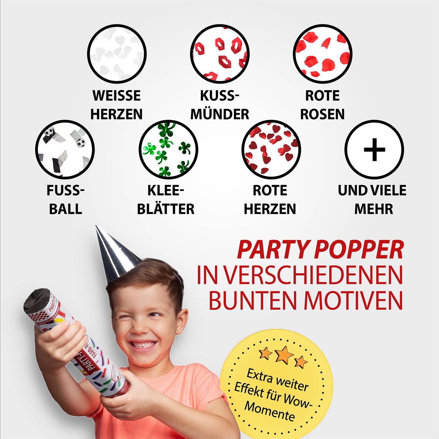 Party Popper 40cm White Roses 5