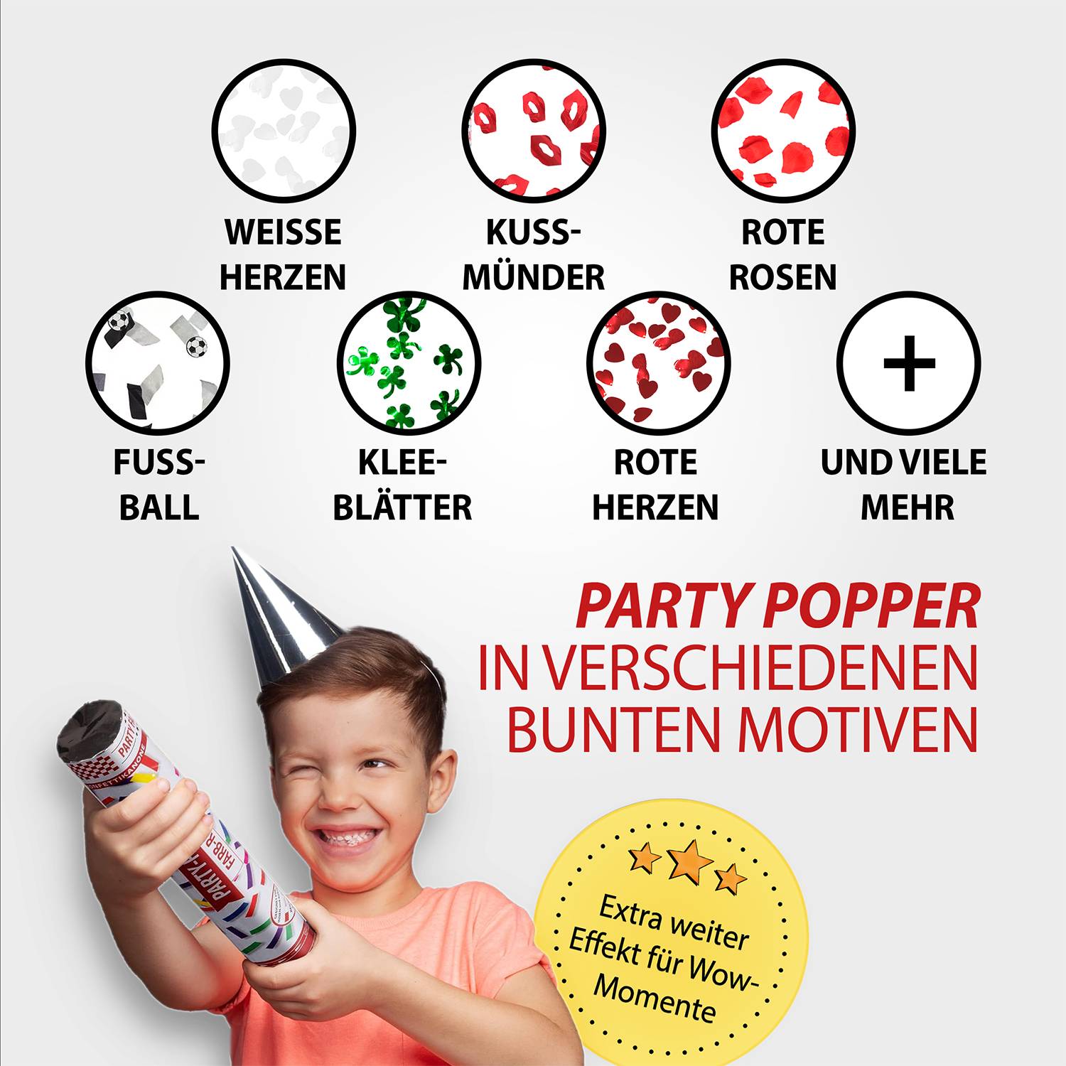Party Poppers 40 cm Yellow Smileys 5