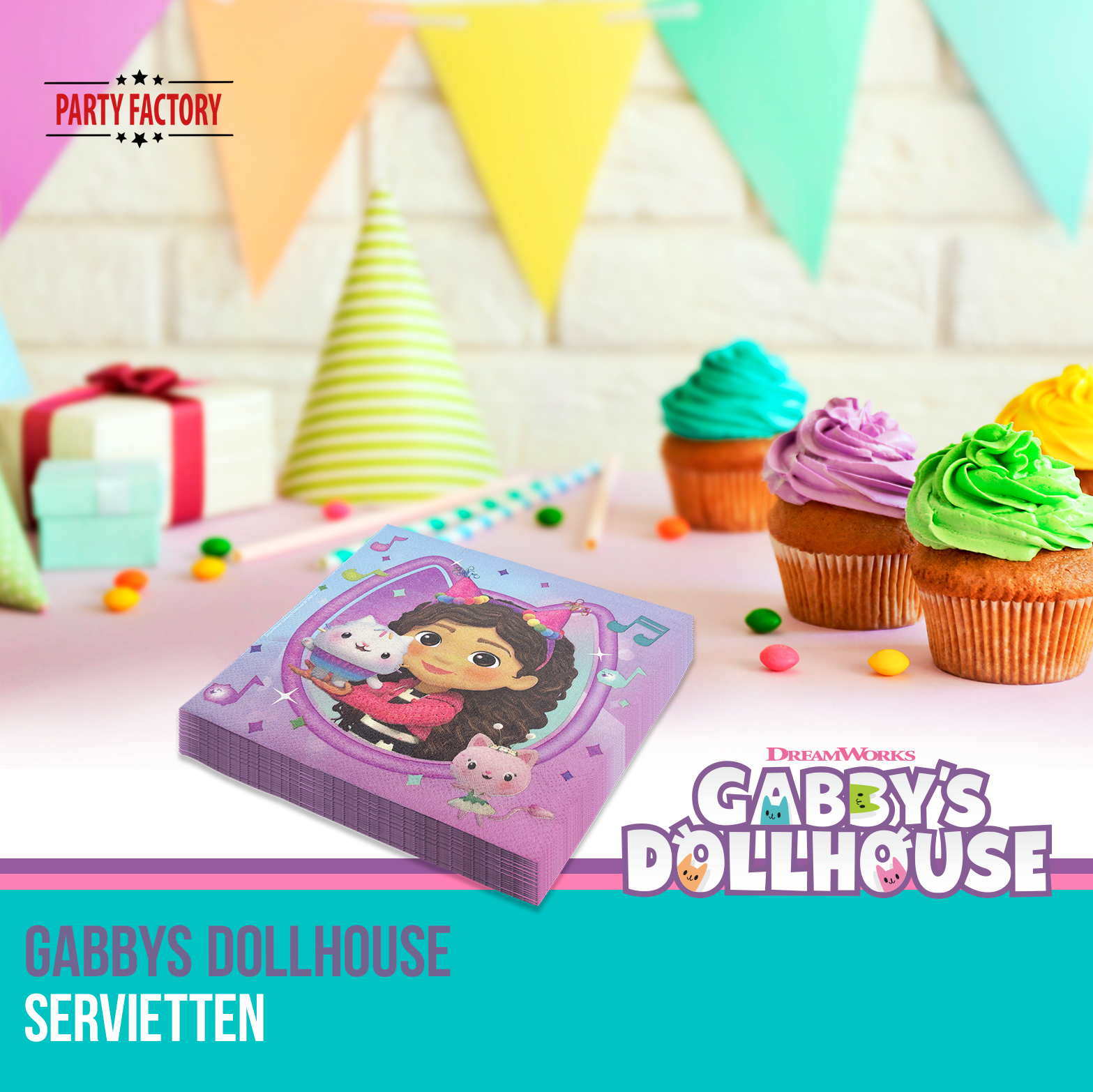 Gabby’s Dollhouse Servietten 20 Stück – 3-lagig Party Deko für Kindergeburtstag 3