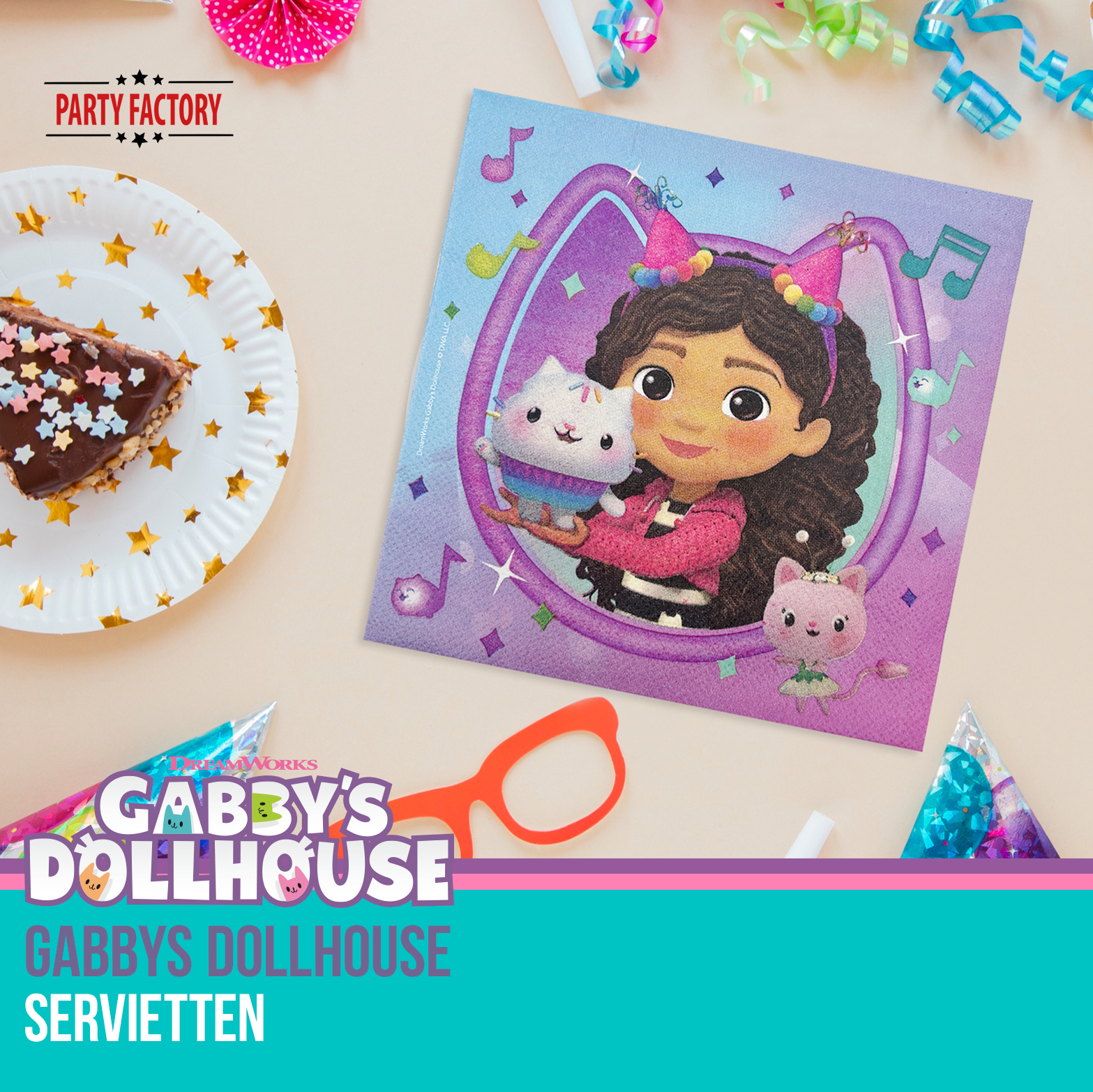 Gabby’s Dollhouse Servietten 20 Stück – 3-lagig Party Deko für Kindergeburtstag 5