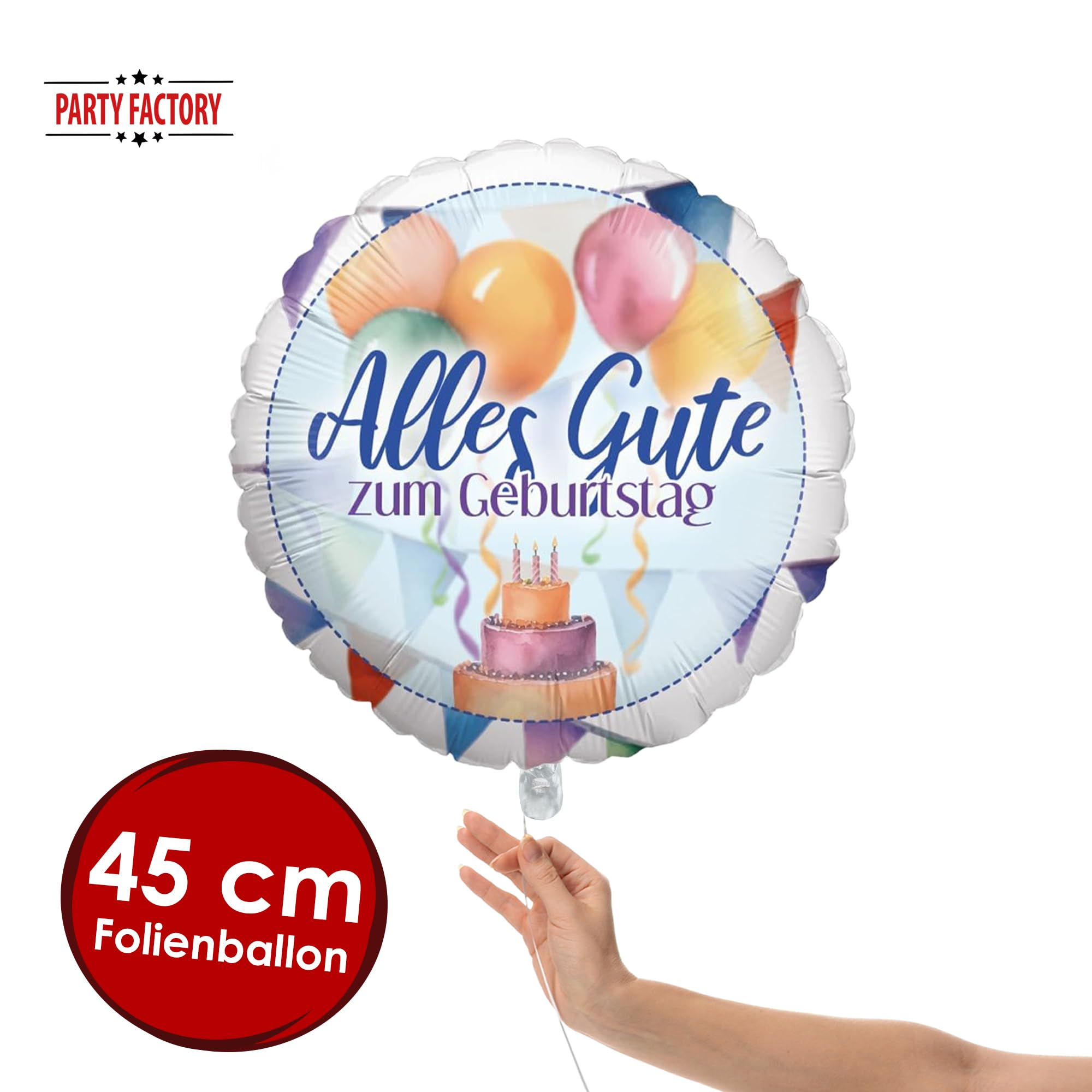 Folienballon Happy Birthday Watercolor Rund 45cm 9