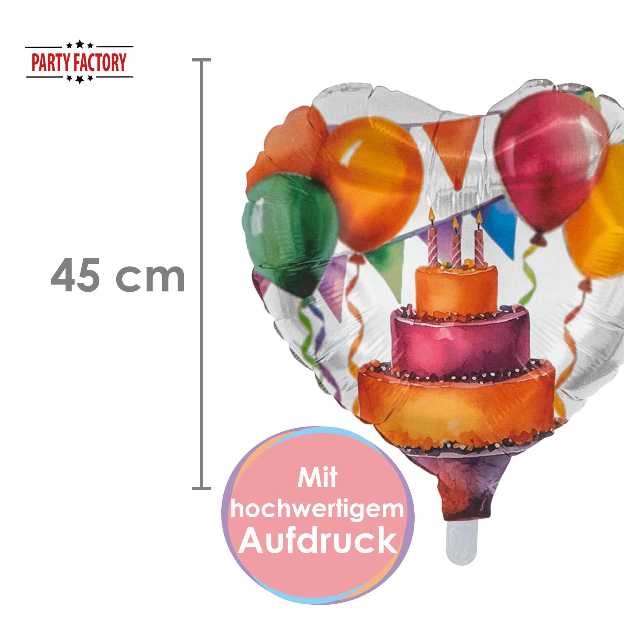 Folienballon Happy Birthday Watercolor Herz 45cm 4