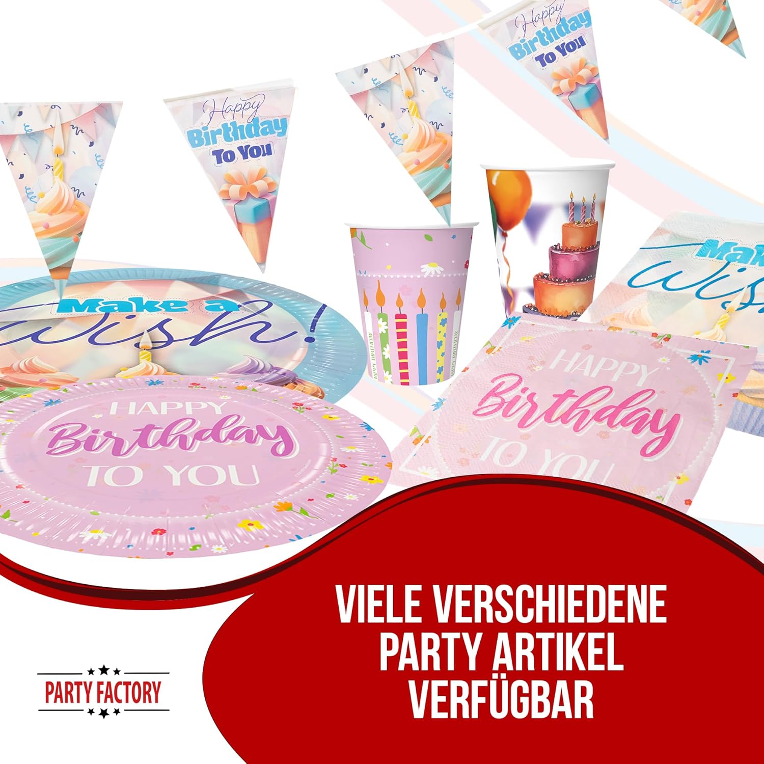 Becher Happy Birthday Pastell 8er-Pack 250 ml 12