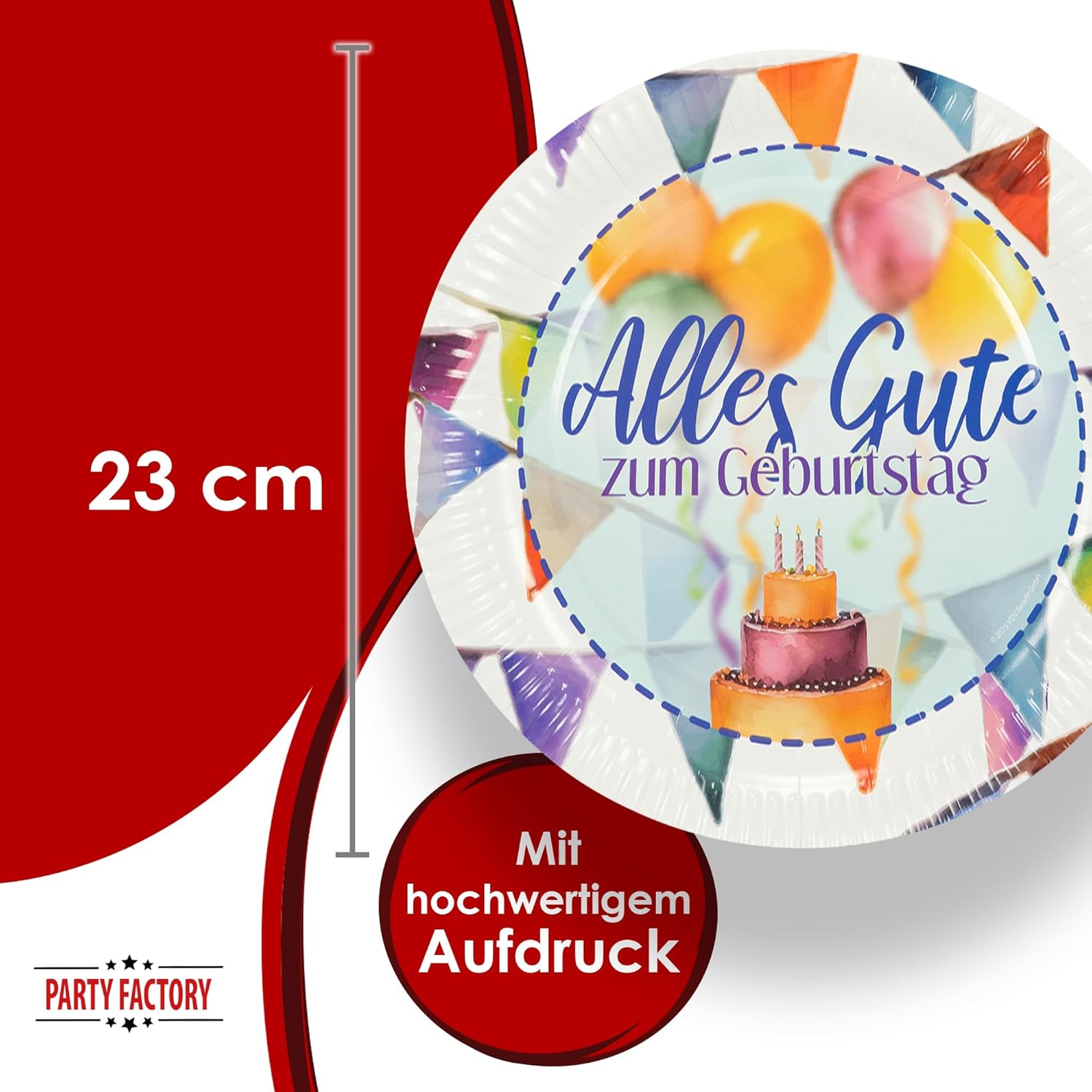 Happy Birthday Watercolor Plates – Pack of 8, Ø 23 cm, colorful party decorations 4