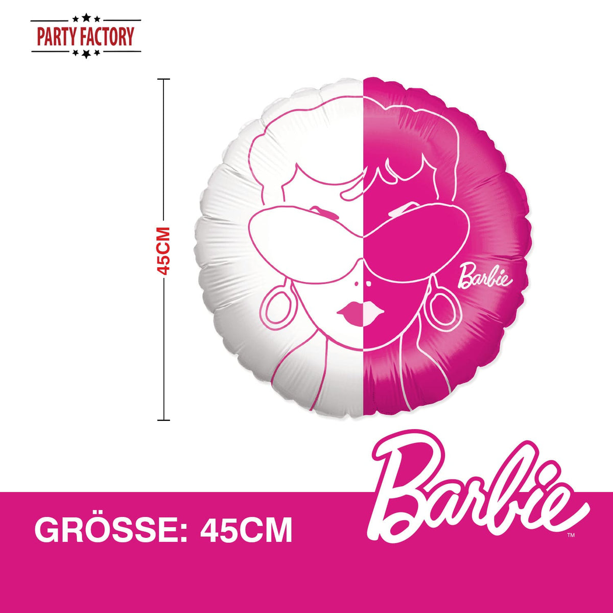 Folienballon Barbie pink weiß rund ø45 cm 10