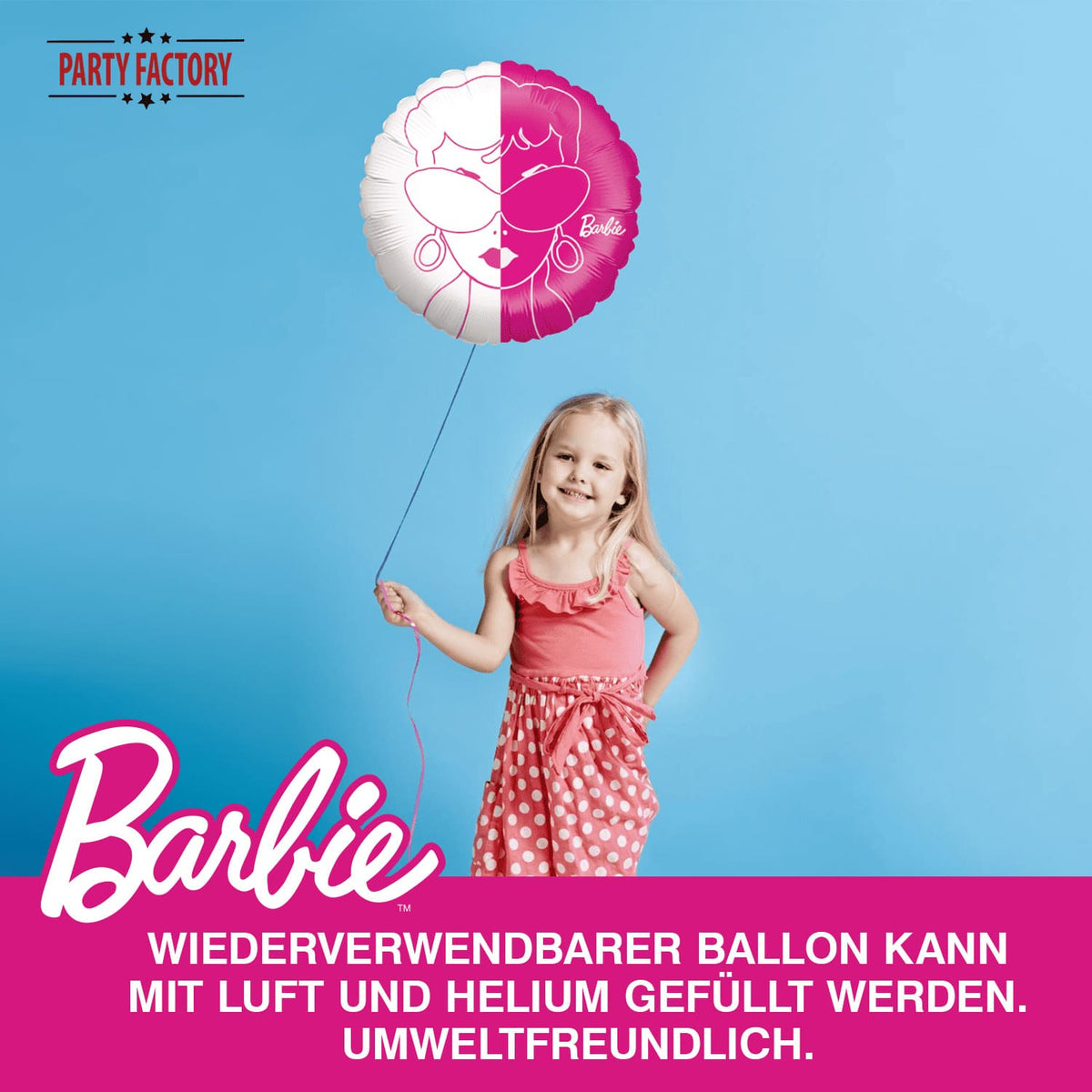 Folienballon Barbie pink weiß rund ø45 cm 11