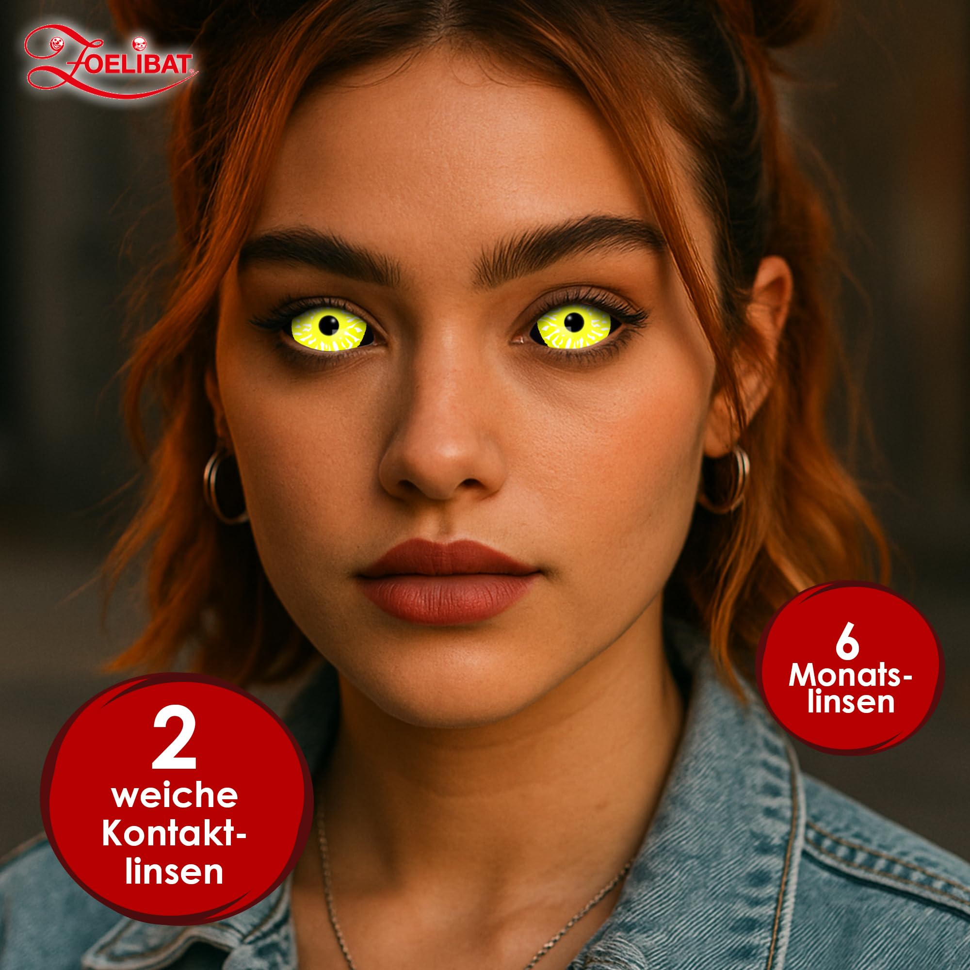 Zoelibat Eyecatcher Sclera 6 Monthly Contact Lenses Black Yellow 9