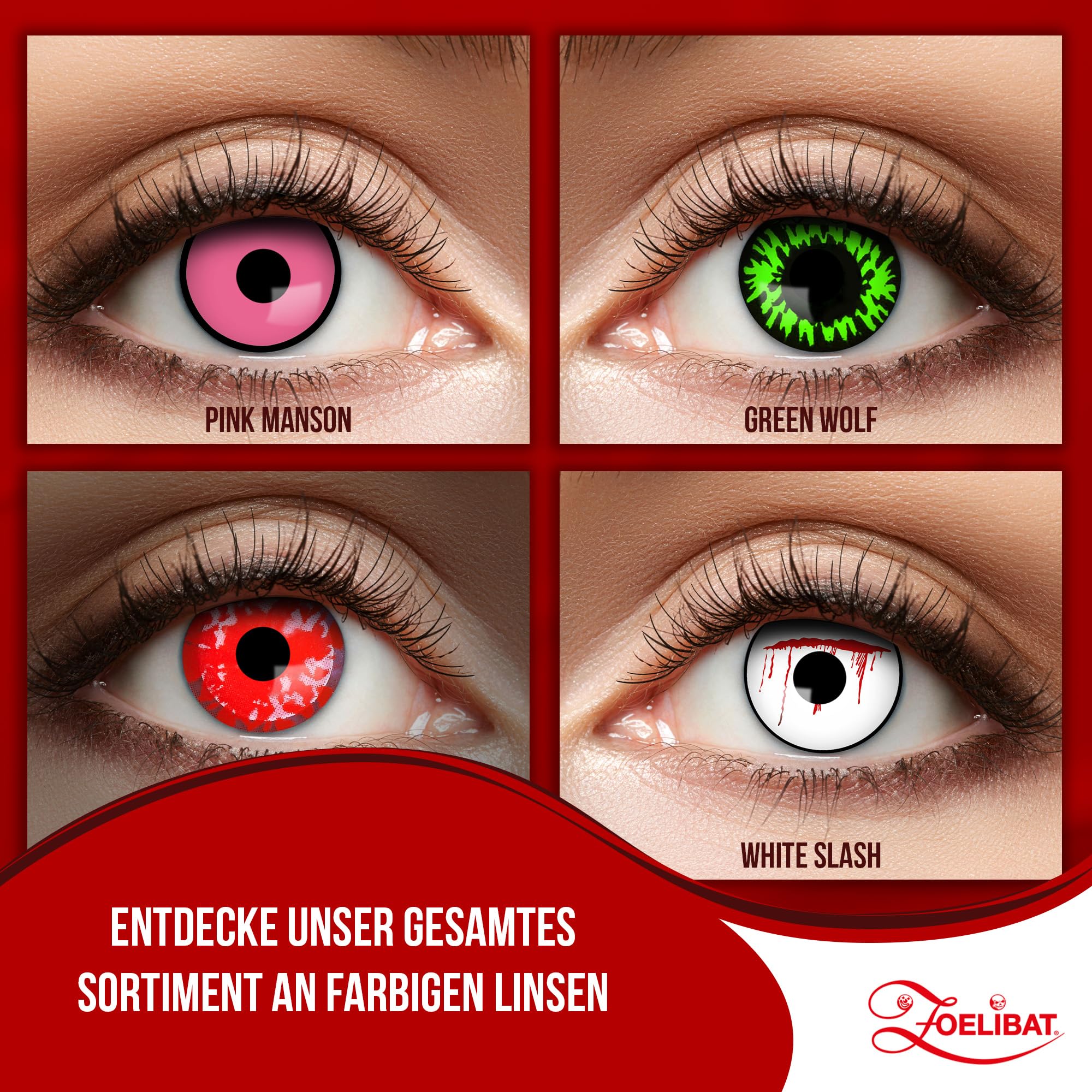 Zoelibat Eyecatcher UV 12 Monthly Contact Lenses Flash Red Diamond 16