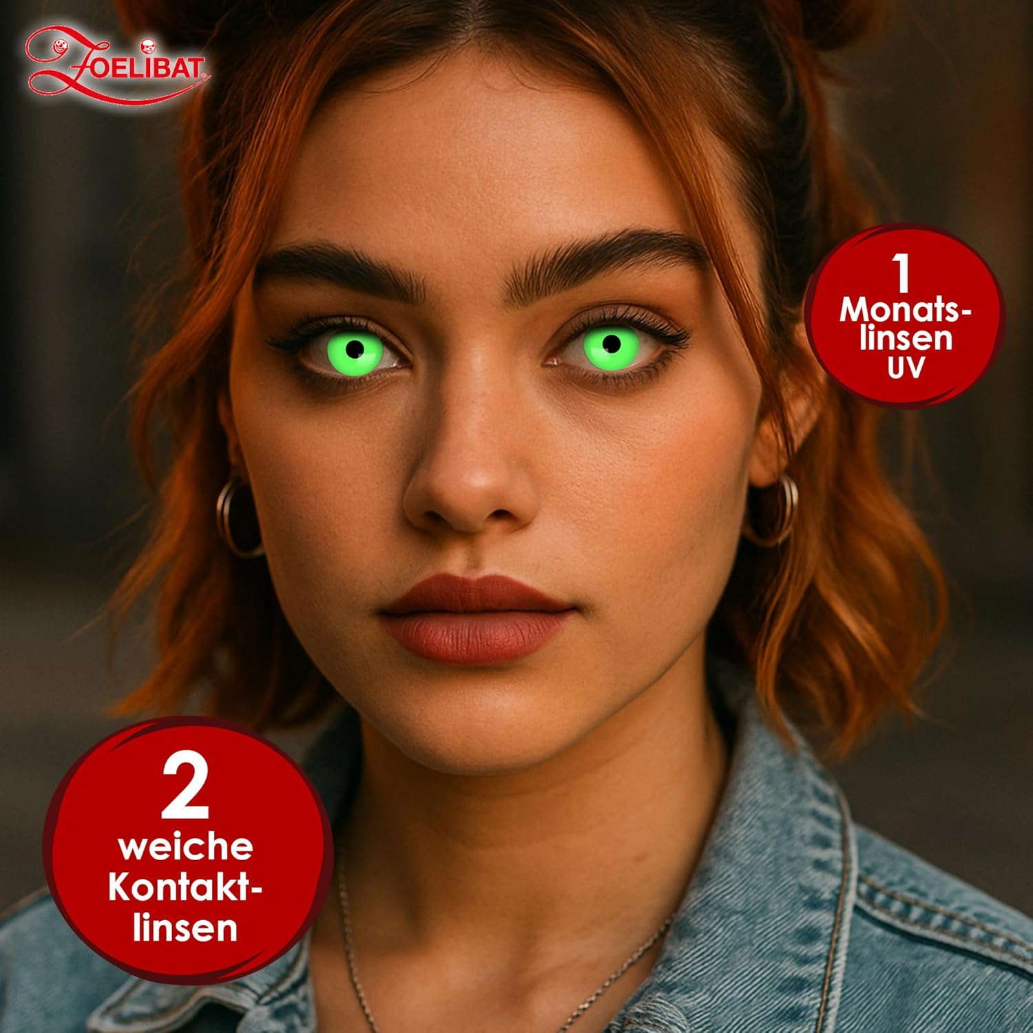 Zoelibat Eyecatcher UV 1 Monthly Contact Lenses Flash Green 9