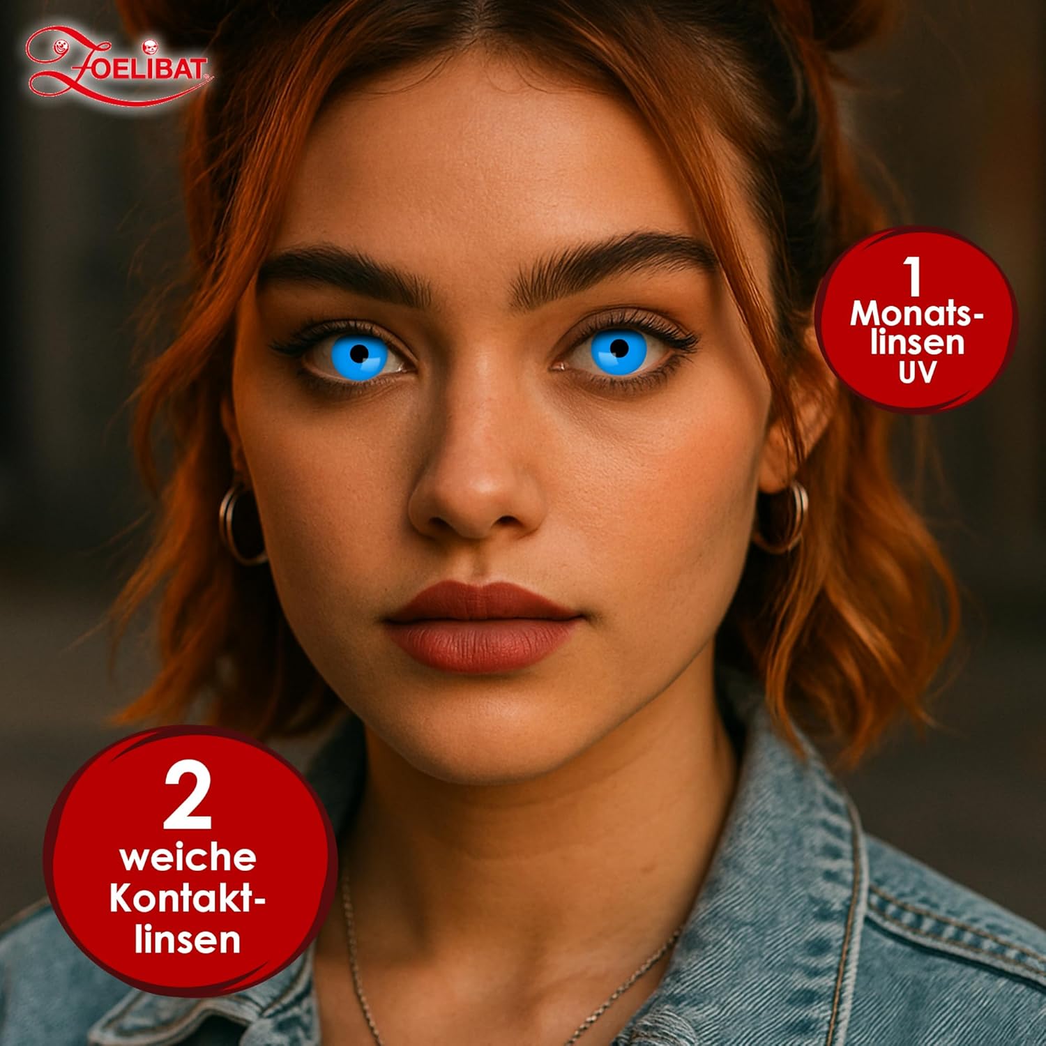 Zoelibat Eyecatcher UV 1 Month Contact Lenses Flash Blue 9