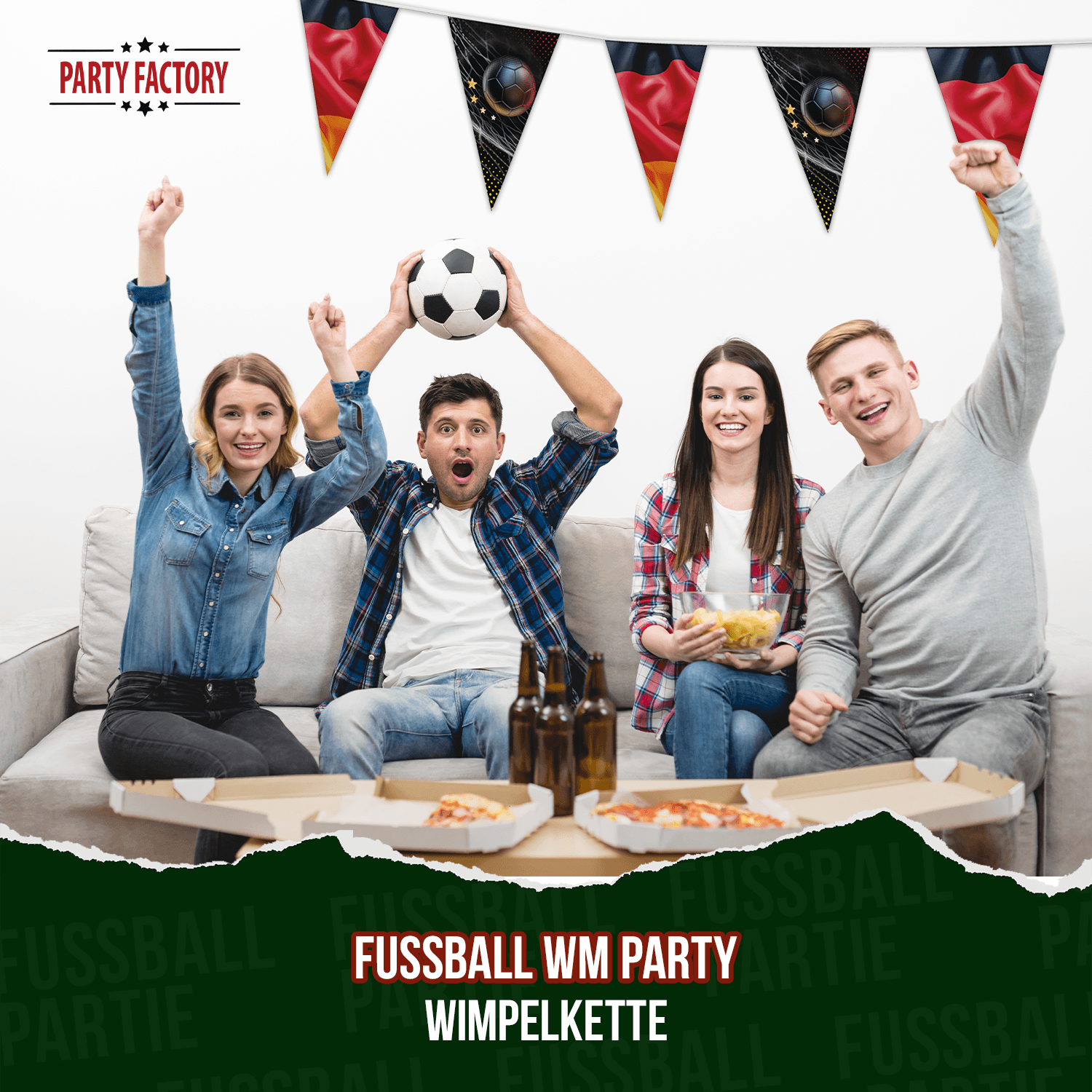 Fußball WM Wimpelkette Deutschland 4-5 m 13