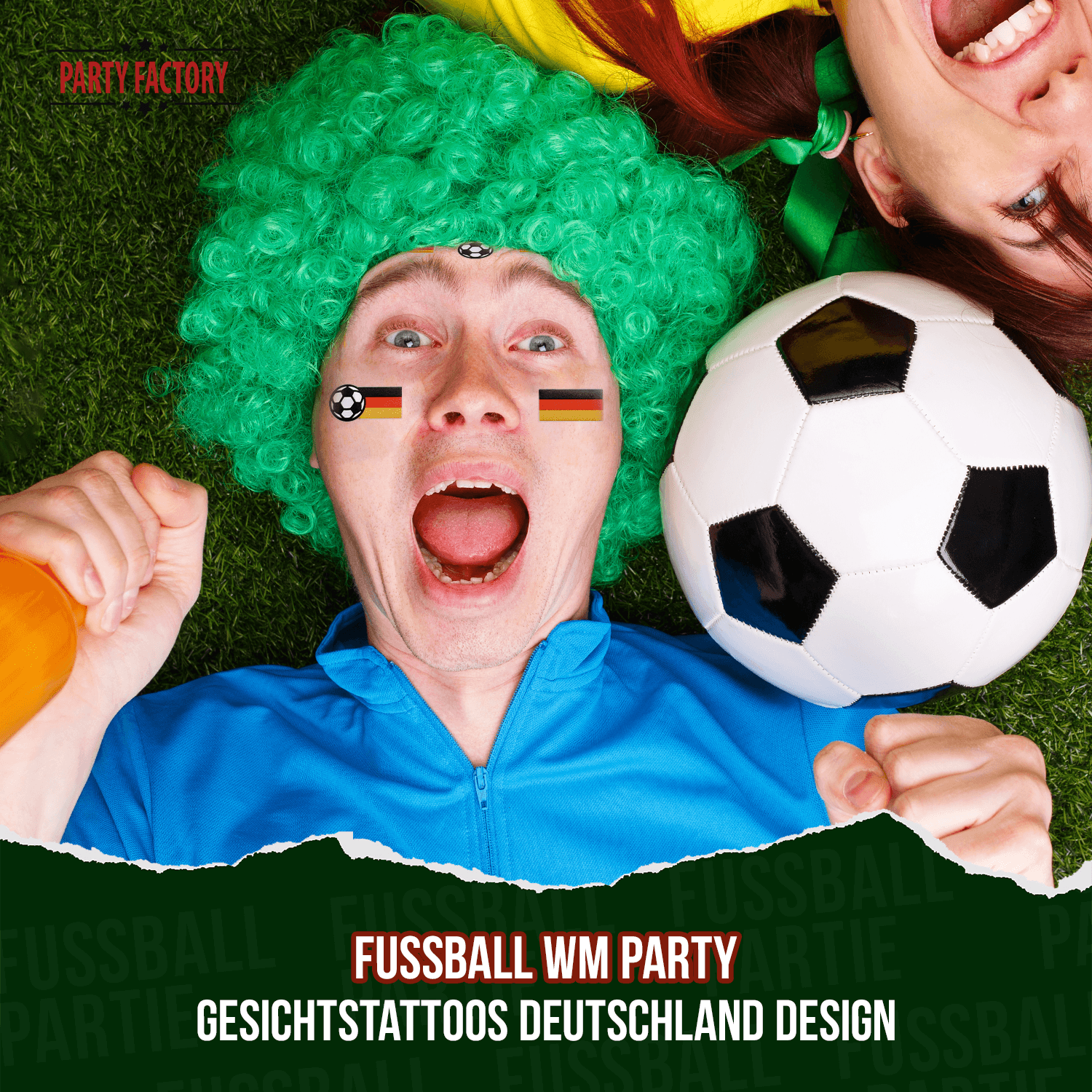 Fußball WM Glitter Face Tattoo Fußball Mann 10