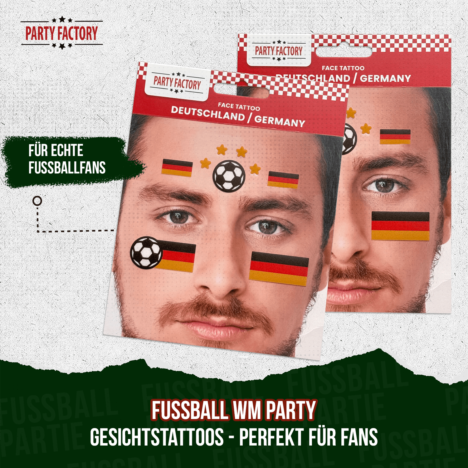 Fußball WM Glitter Face Tattoo Fußball Mann 11