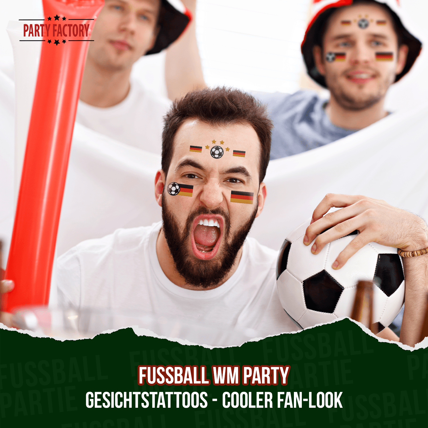 Fußball WM Glitter Face Tattoo Fußball Mann 12