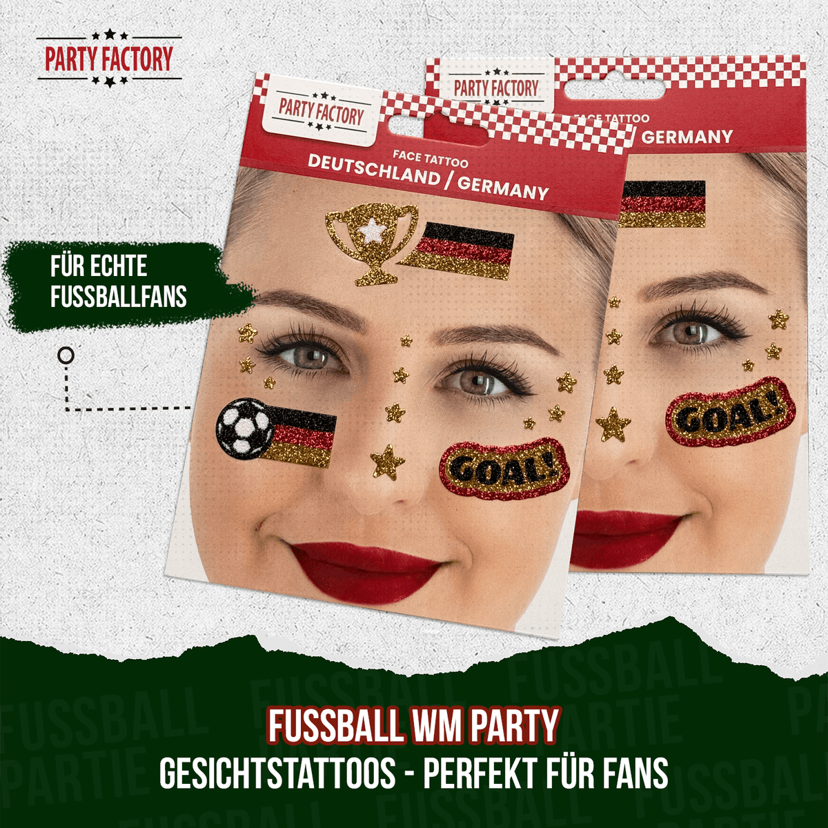 Fußball WM Glitter Face Tattoo Fußball Frau 11