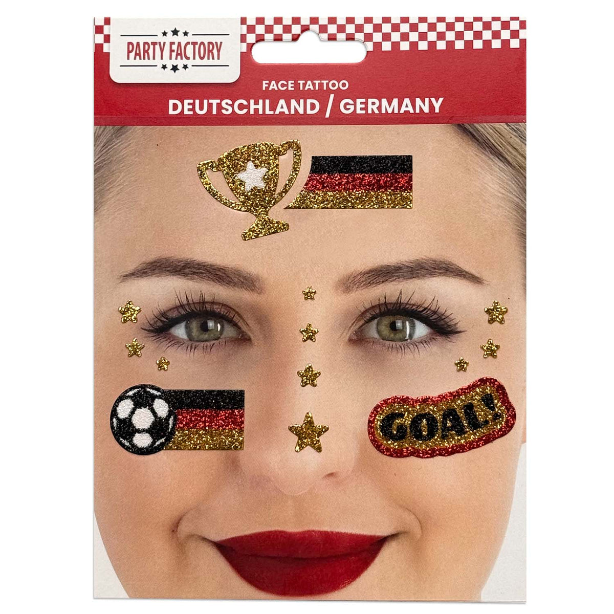Fußball WM Glitter Face Tattoo Fußball Frau 8