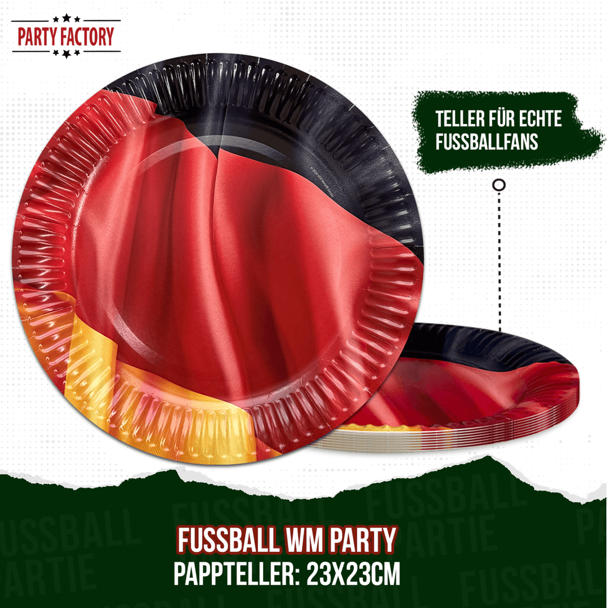 Football World Cup Paper Plates Germany Flag 23 cm Set of 8 Party Decoration 11