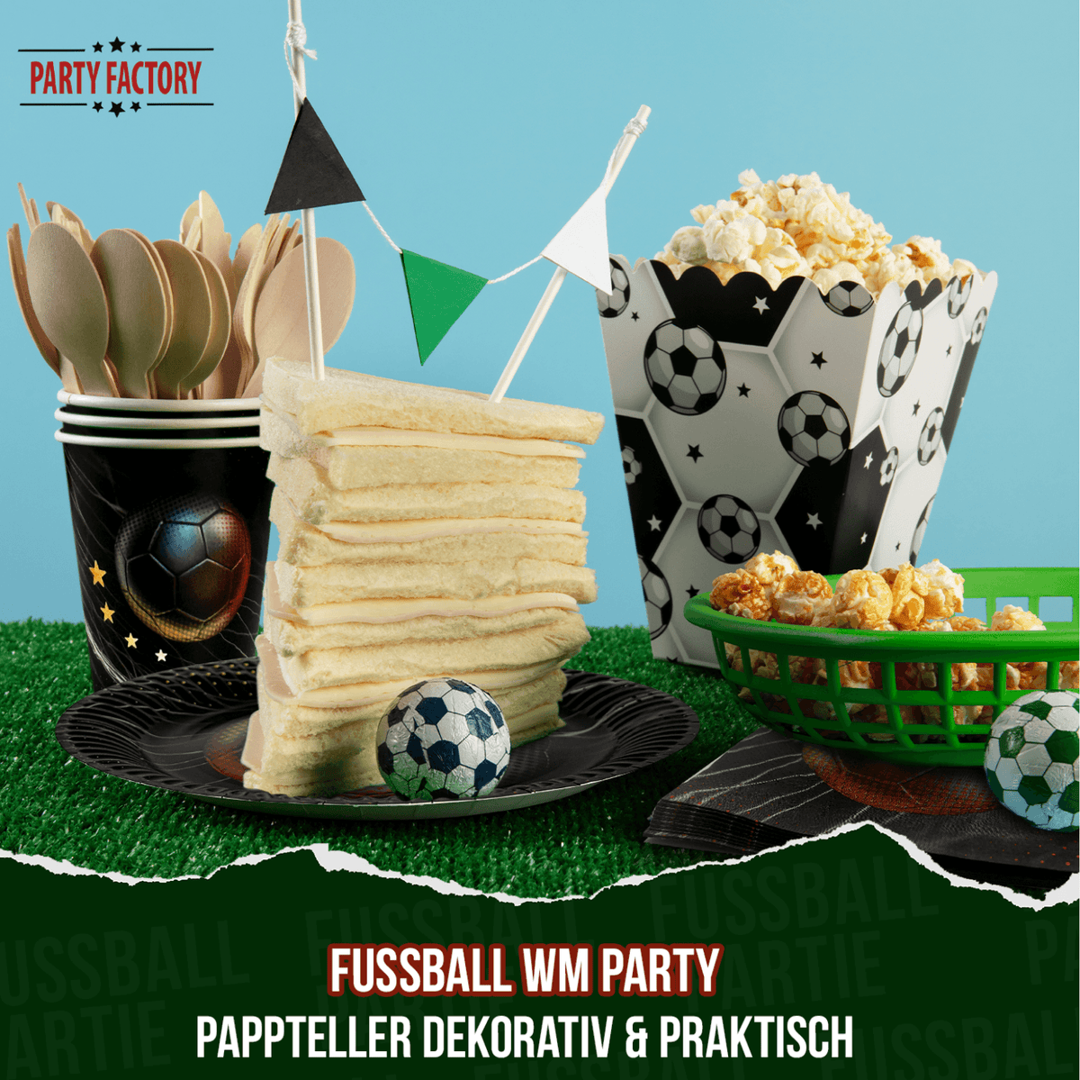 Fußball WM Pappteller Deutschland 4 Sterne 23 cm 8er Set Party Deko 12