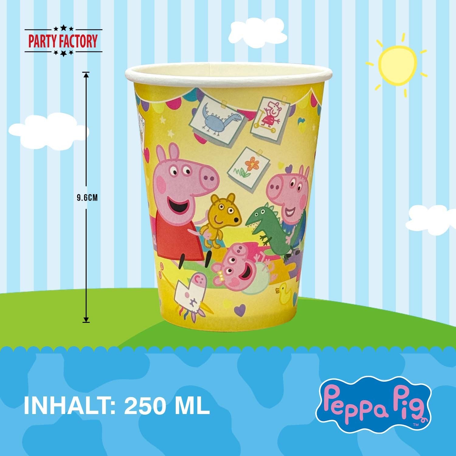 Peppa Pig 2026 Pappbecher 250 ml 8er-Pack gelb 5
