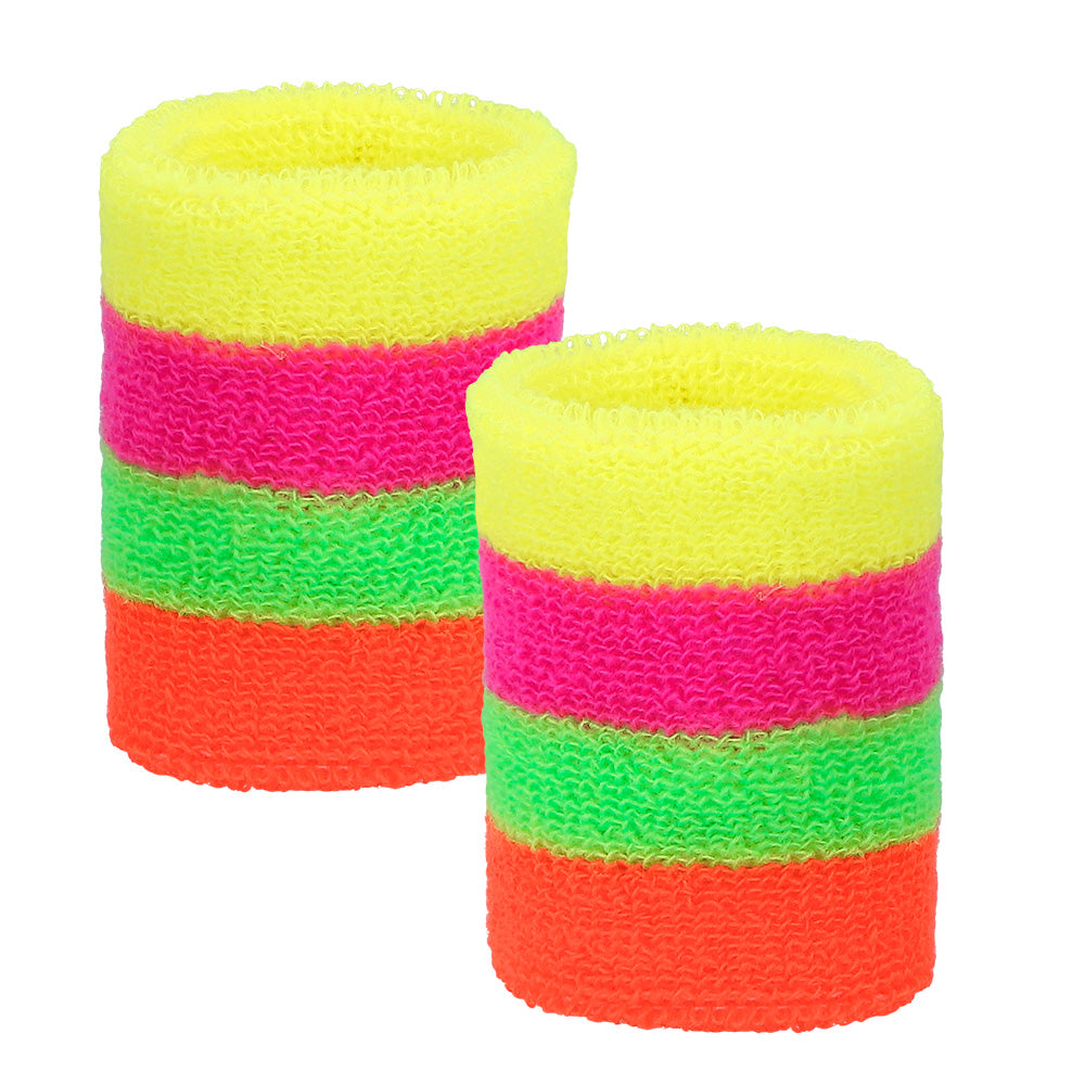 Schweißbänder Neon UV – 3er Set Stirnband & Armbänder für 80er Party & Sport 5