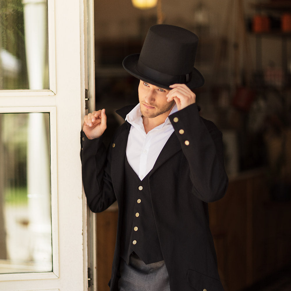 Zylinderhut Byron schwarz – Hochwertiger Hut für Gentleman, Karneval & Theater 4