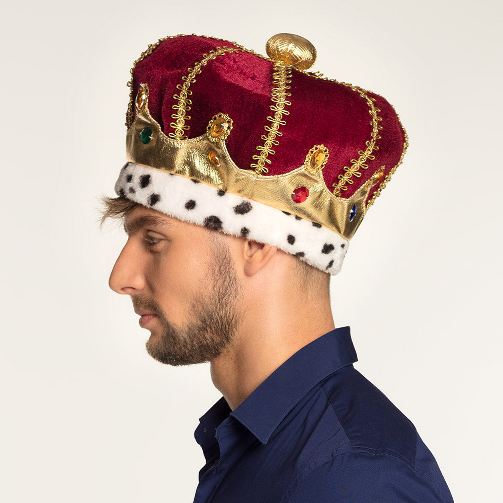 Hat Majesty – Plush royal crown in red &amp; gold for carnival, Mardi Gras &amp; parties 3