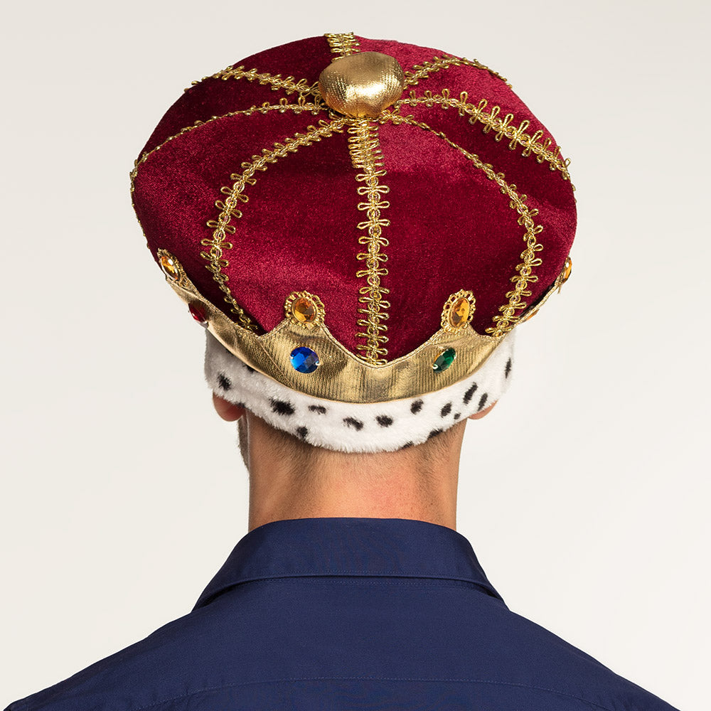 Hat Majesty – Plush royal crown in red &amp; gold for carnival, Mardi Gras &amp; parties 4